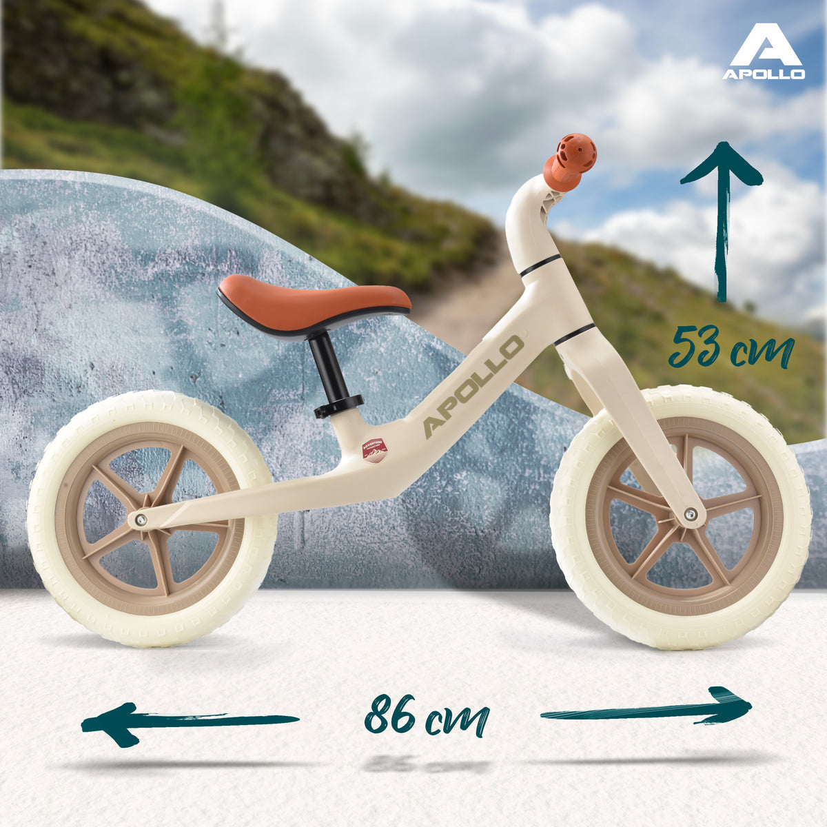 Apollo Funsport CH Trailbuddy Laufrad ab 2 Jahre – 12 Zoll Kinderlaufrad Sand