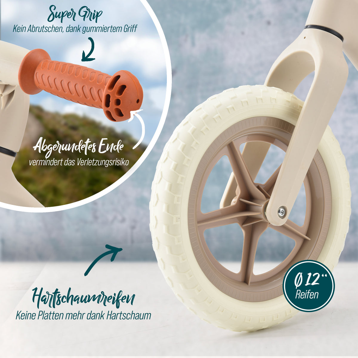 Apollo Funsport CH Trailbuddy Laufrad ab 2 Jahre – 12 Zoll Kinderlaufrad Sand
