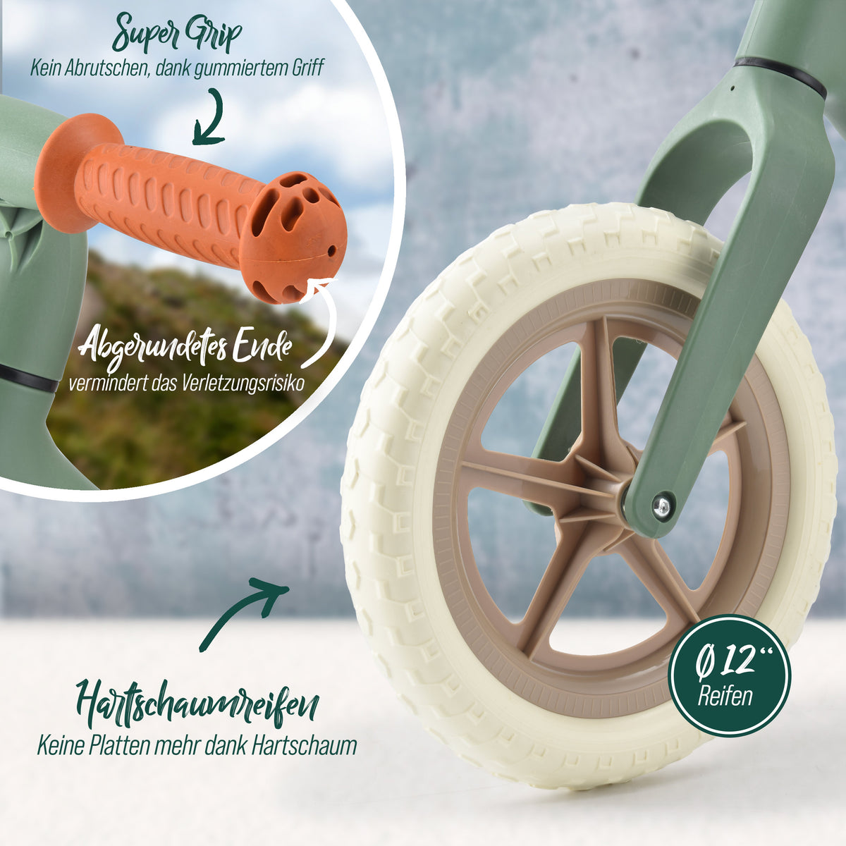Apollo Funsport CH Trailbuddy Laufrad ab 2 Jahre – 12 Zoll Kinderlaufrad Green