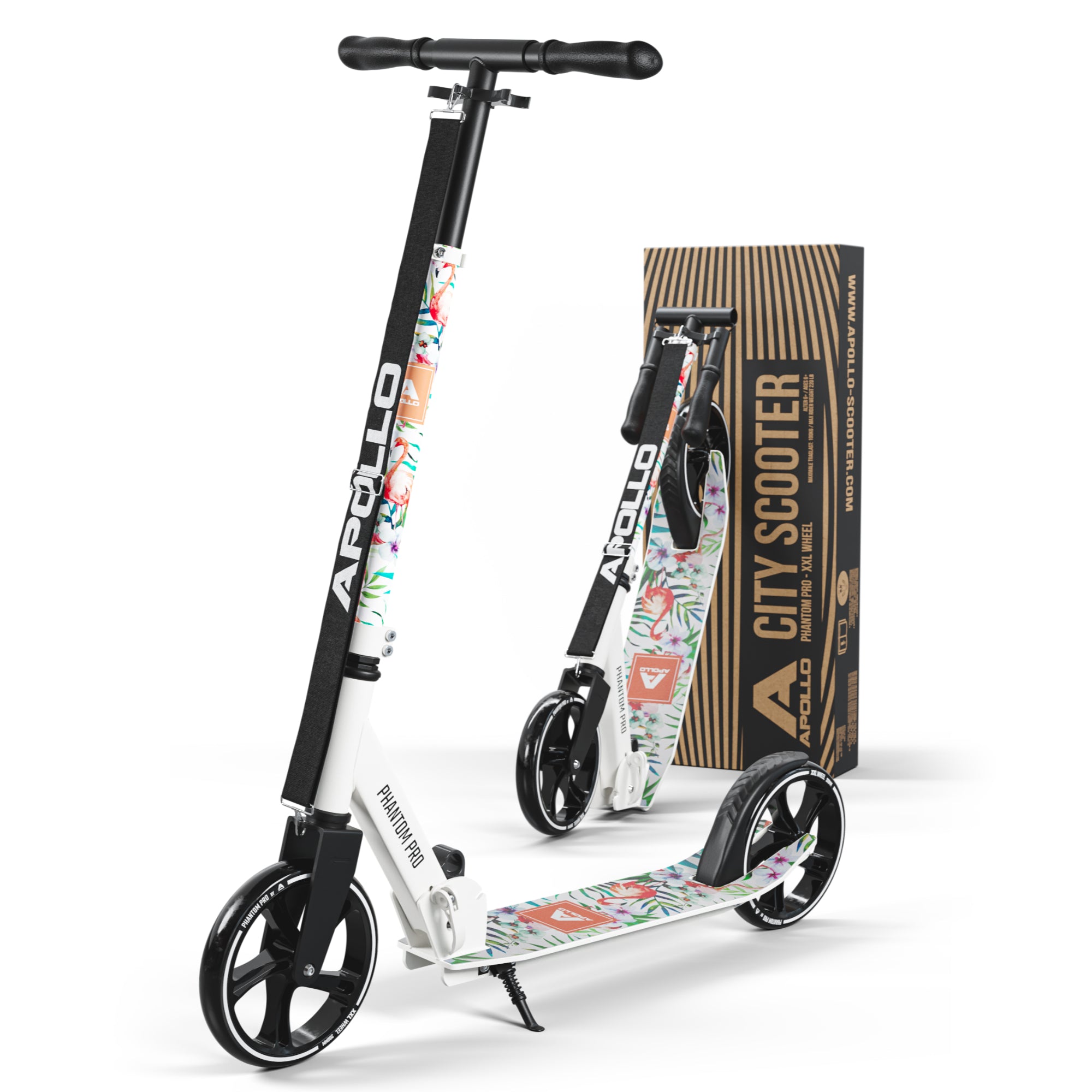 Apollo Klappbarer City Roller für Kinder "Phantom" höhenverstellbarer Tretroller Flamingo