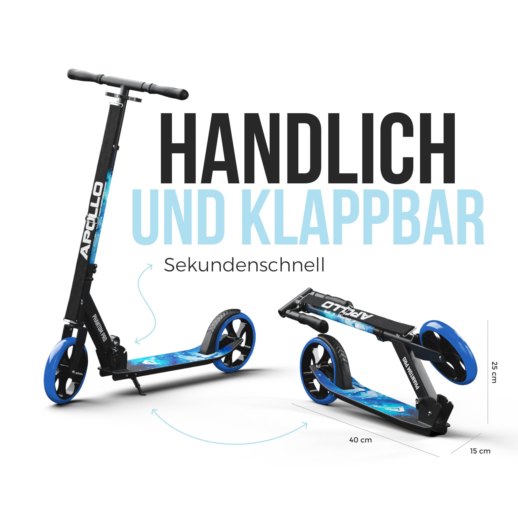 Apollo Klappbarer City Roller für Kinder "Phantom" höhenverstellbarer Tretroller Stars