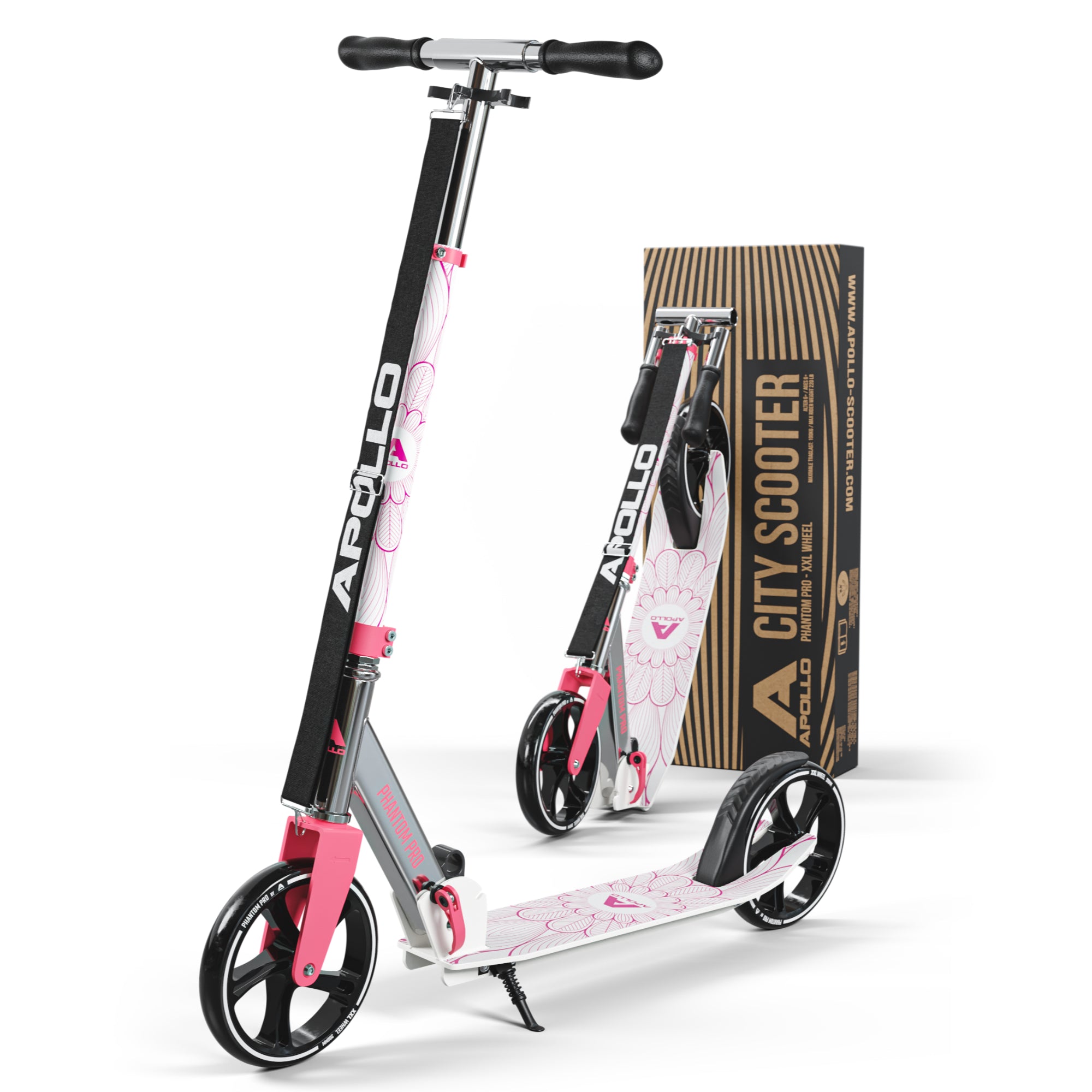 Apollo Klappbarer City Roller für Kinder "Phantom" höhenverstellbarer Tretroller Pink