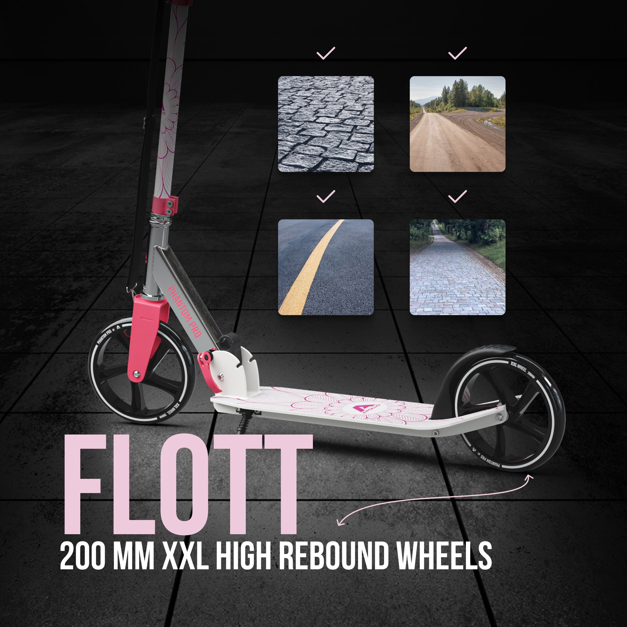 Apollo Klappbarer City Roller für Kinder "Phantom" höhenverstellbarer Tretroller Pink