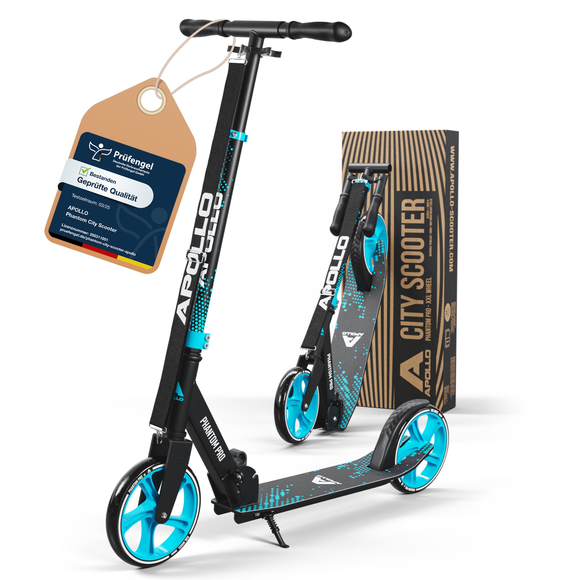 Apollo Klappbarer City Roller für Kinder "Phantom" höhenverstellbarer Tretroller Blau