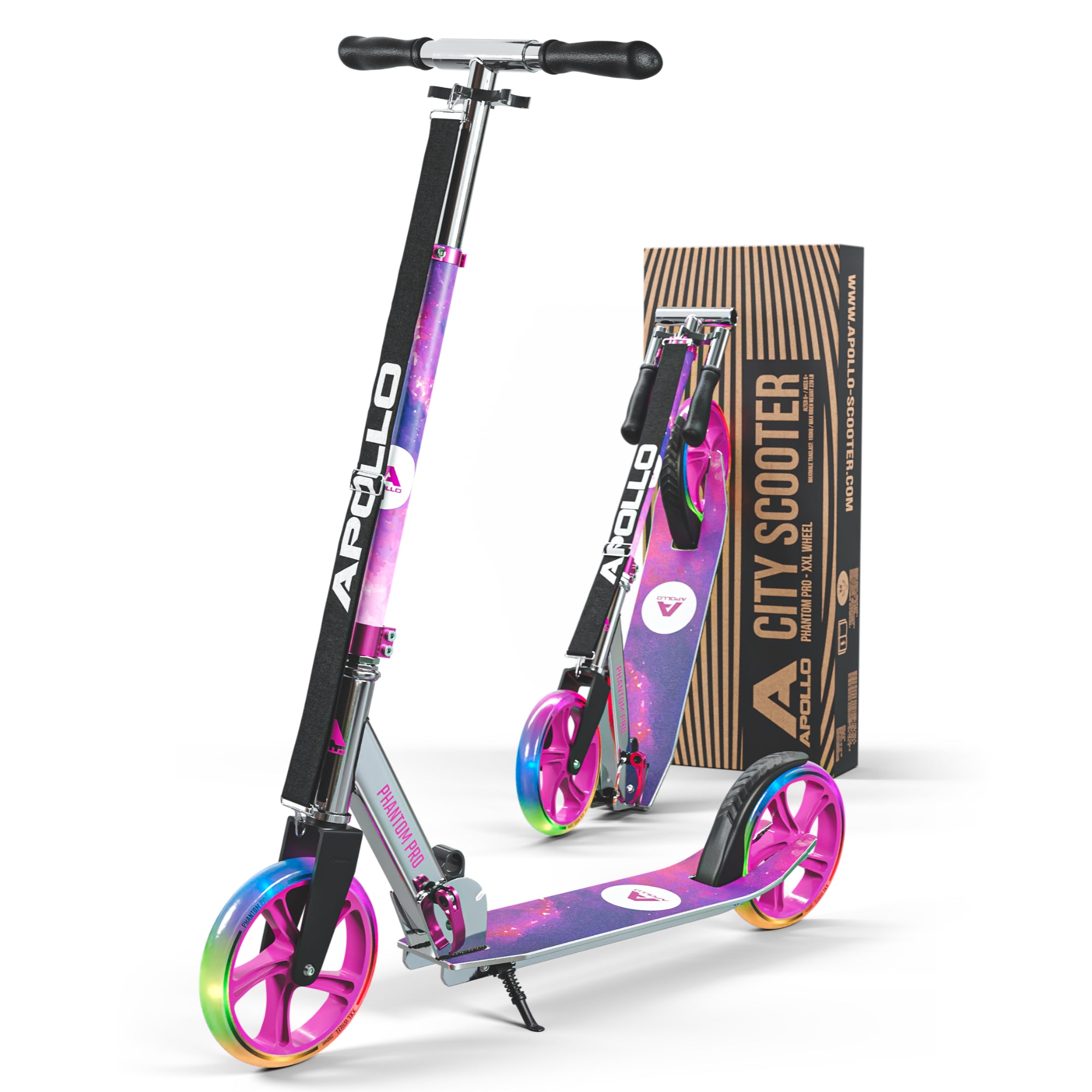 Apollo Klappbarer City Roller für Kinder "Phantom" höhenverstellbarer Tretroller Starlight
