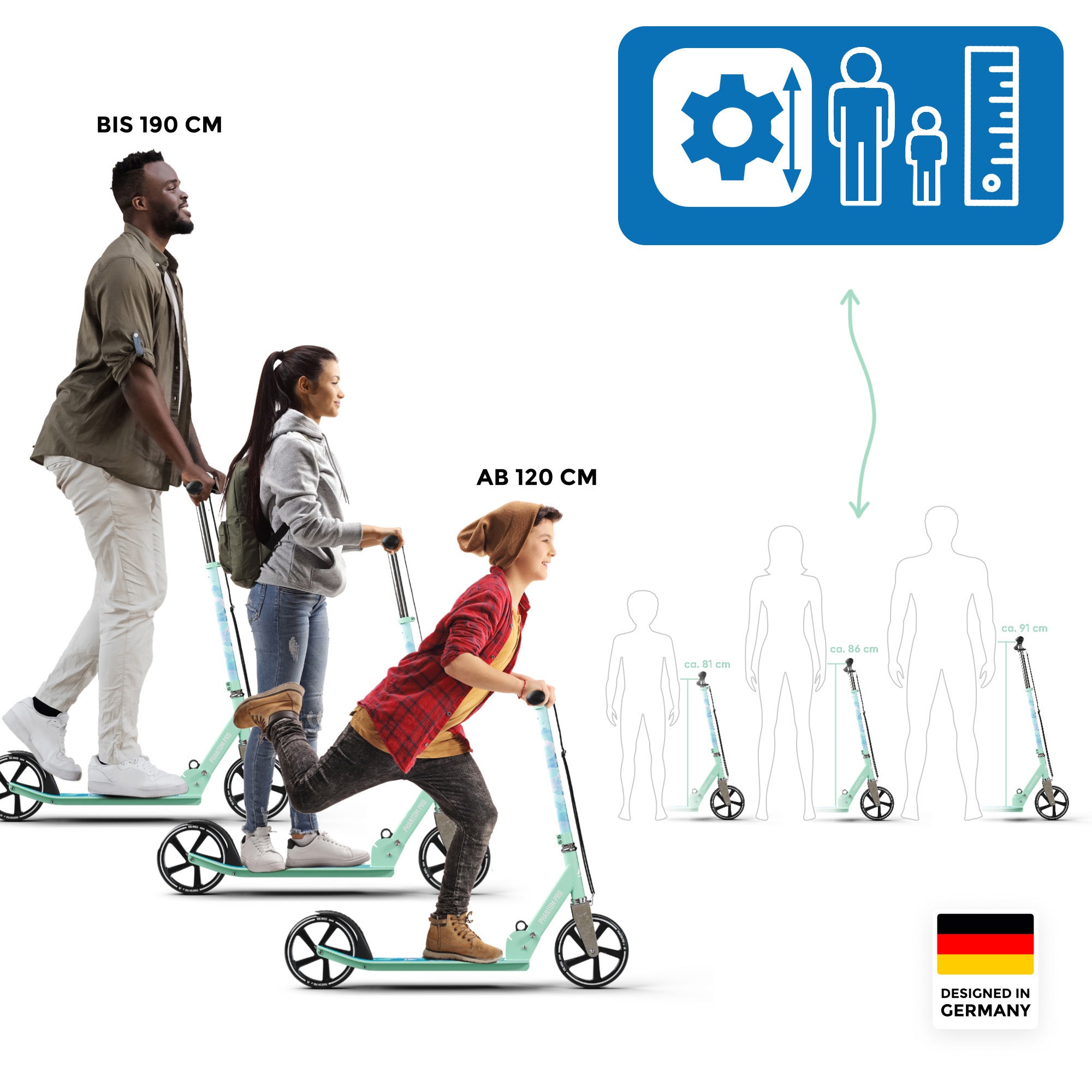 Apollo Klappbarer City Roller für Kinder "Phantom" höhenverstellbarer Tretroller Watercolor