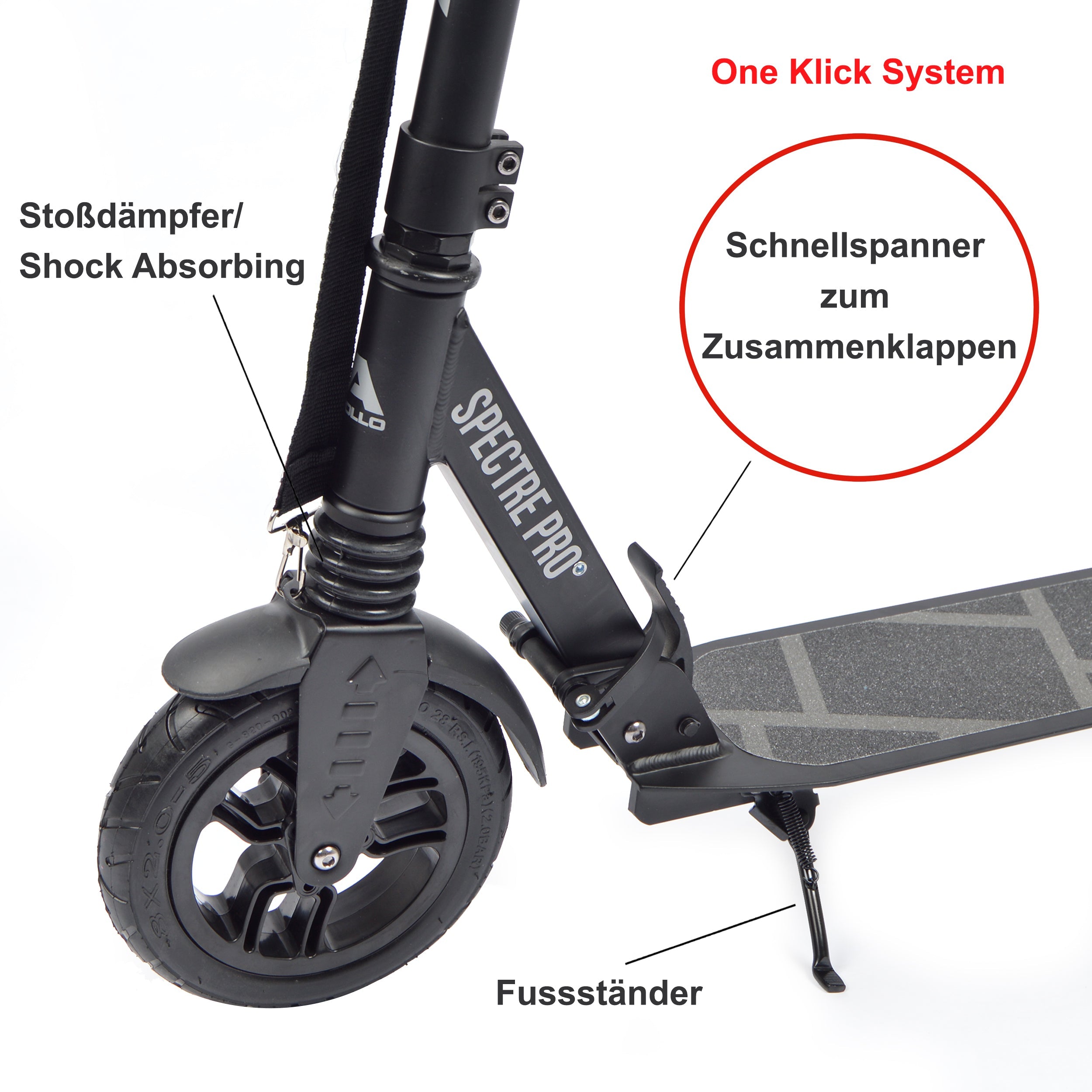 Apollo - Luxus Cityroller mit Doppelfederung "Spectre" City-Roller klapp- und verstellbar - Air