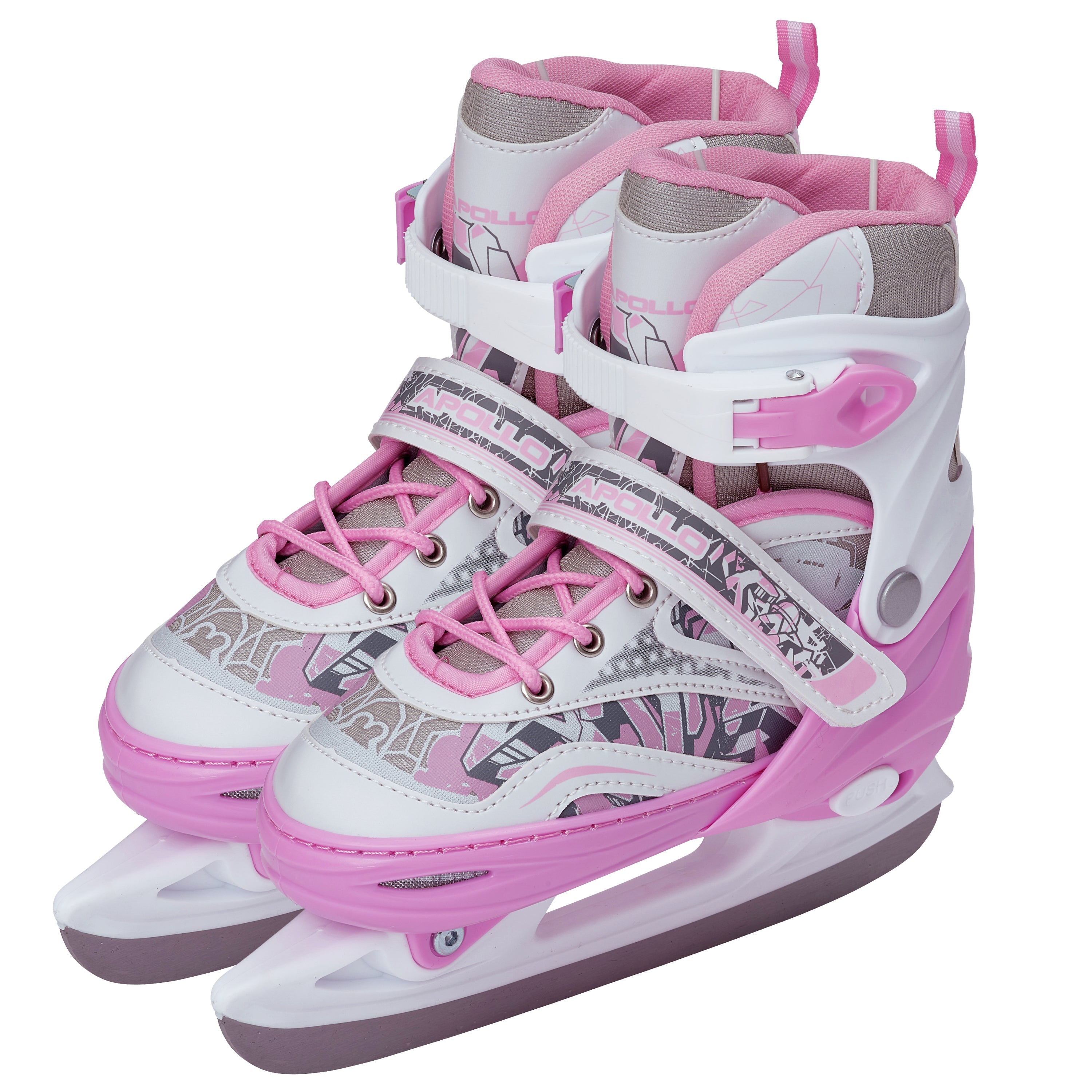Apollo - Ice Skates X Pro verstellbare Schlittschuhe für Damen & Kinder - Weiß/Pink -