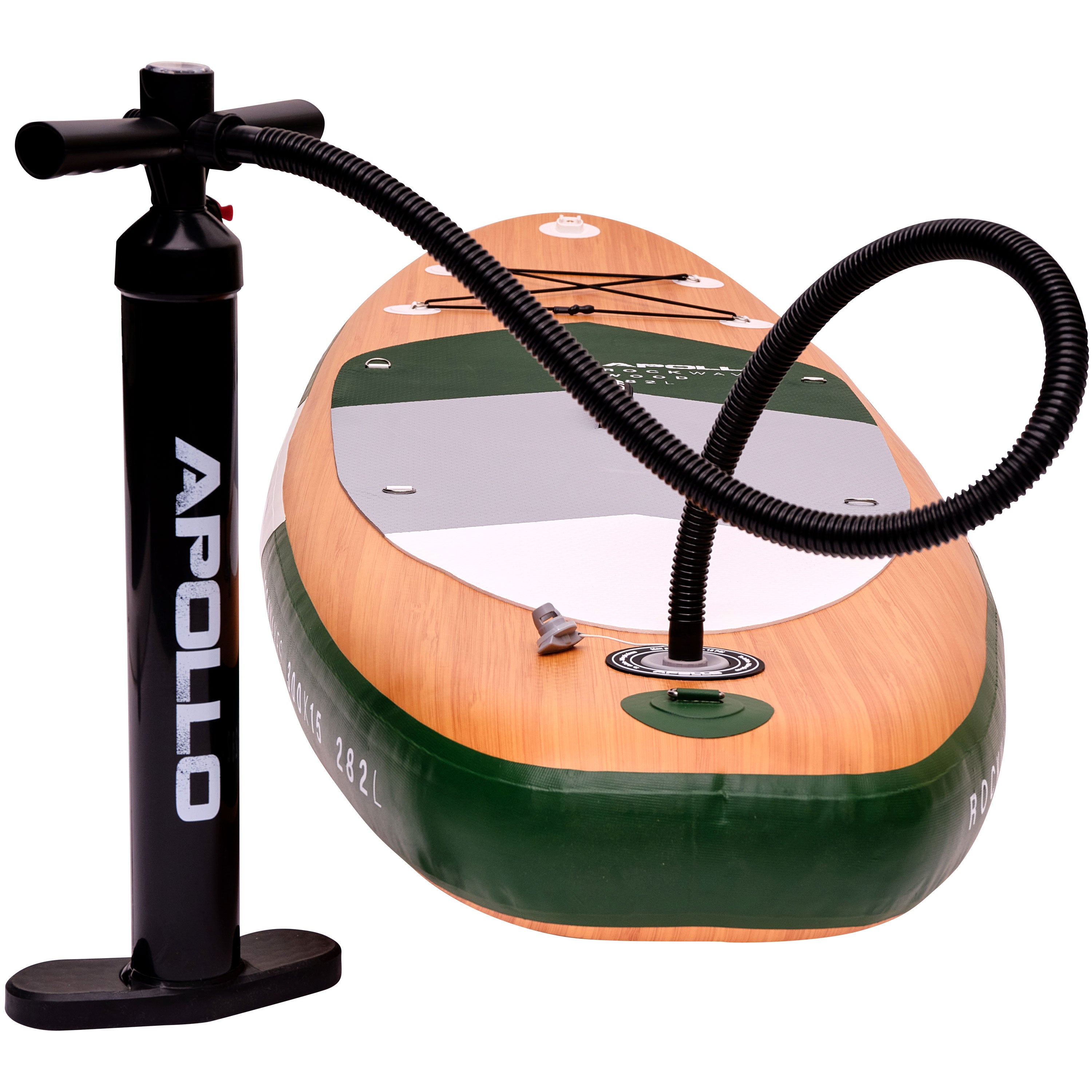 Apollo Funsport - SUP Board Komplett-Set Aufblasbares Stand Up Paddle Board - Wood - Wood Green