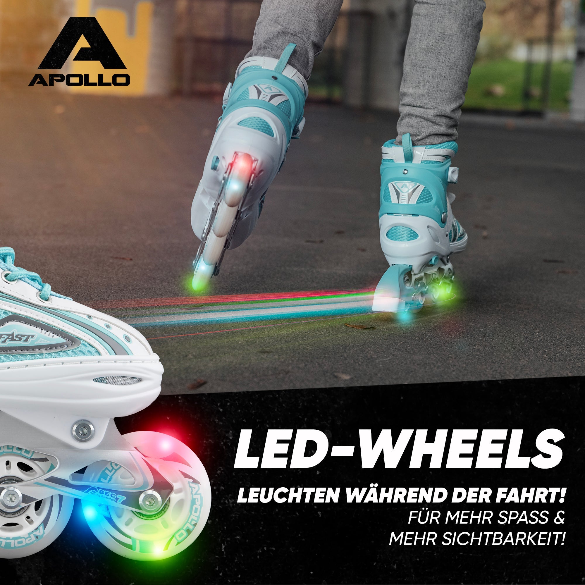 Apollo - Super Blade größenverstellbare Inlineskates - Weiss Türkis -