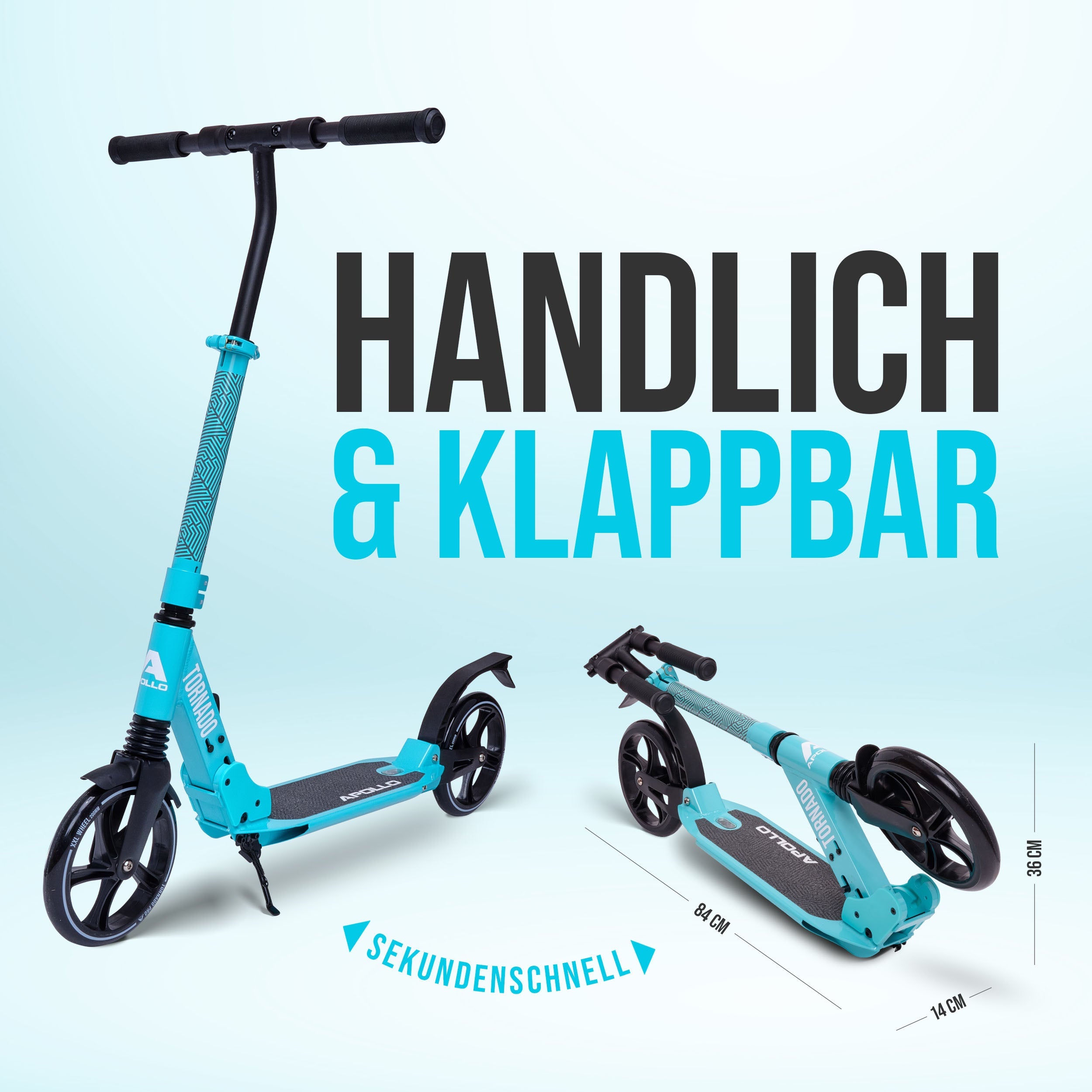 Apollo - High End Scooter Erwachsene - "Tornado 2.0" Cityroller Kinder ab 7 Jahre - Mint