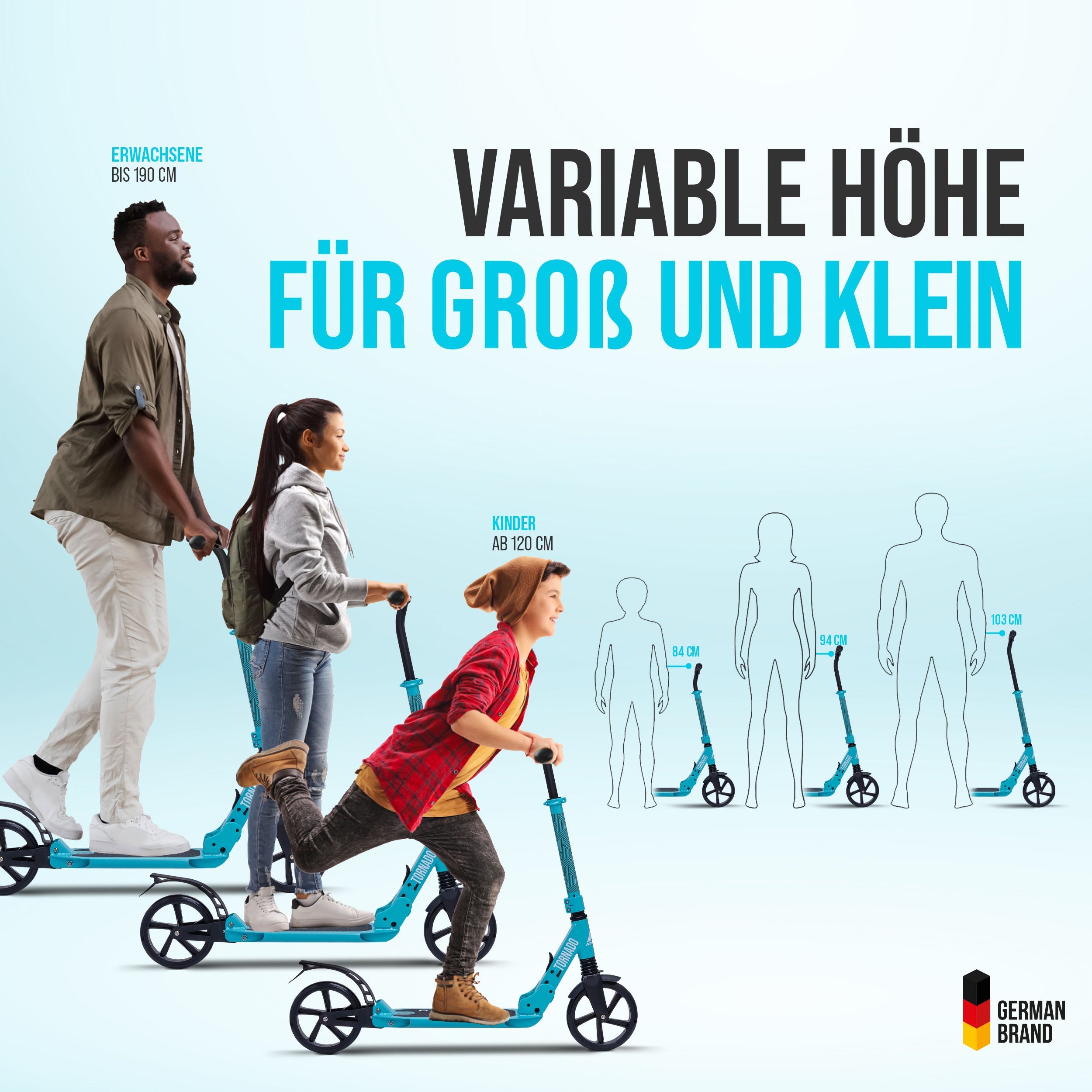 Apollo - High End Scooter Erwachsene - "Tornado 2.0" Cityroller Kinder ab 7 Jahre - Mint