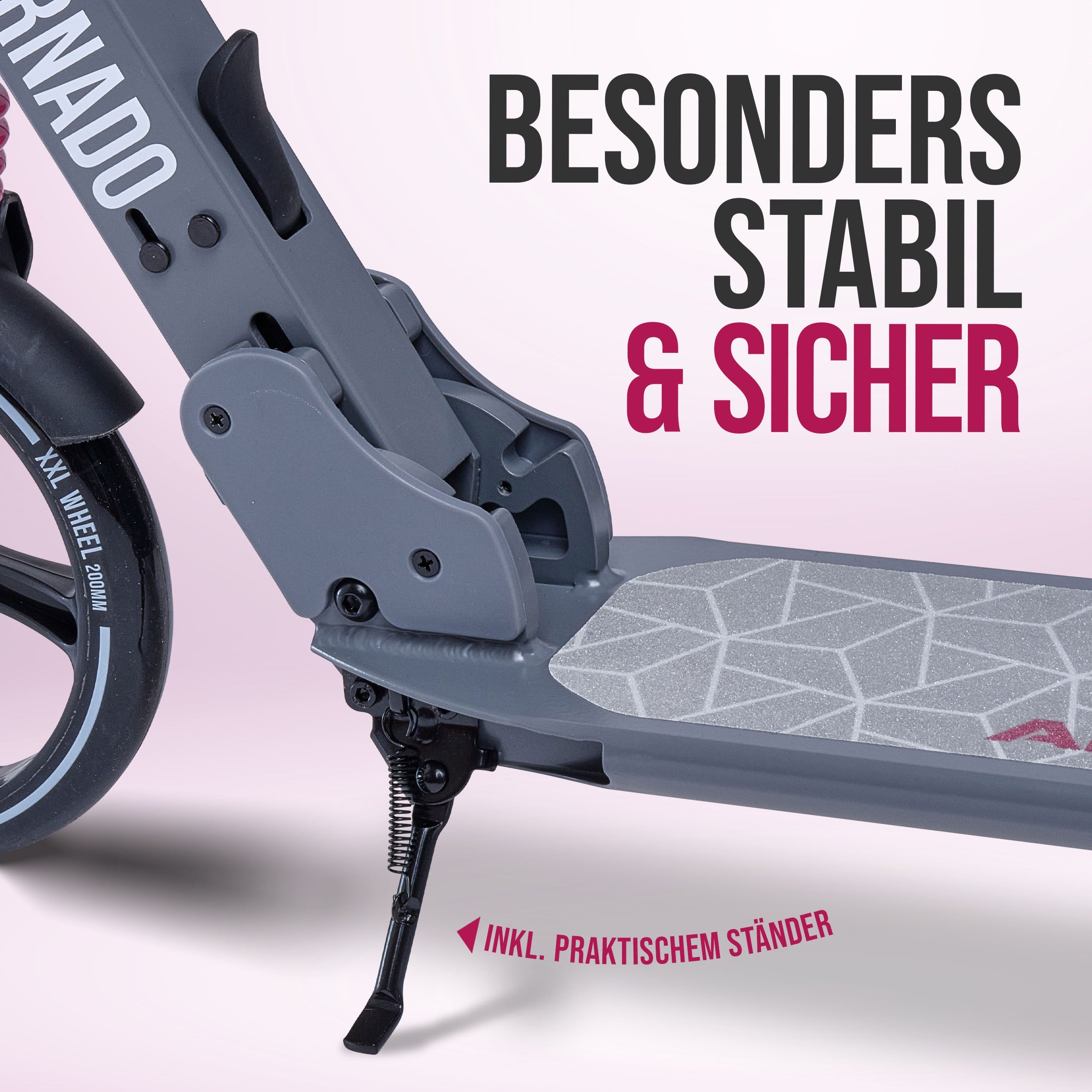 Apollo - High End Scooter Erwachsene - "Tornado 2.0" Cityroller Kinder ab 7 Jahre - Grau Pink