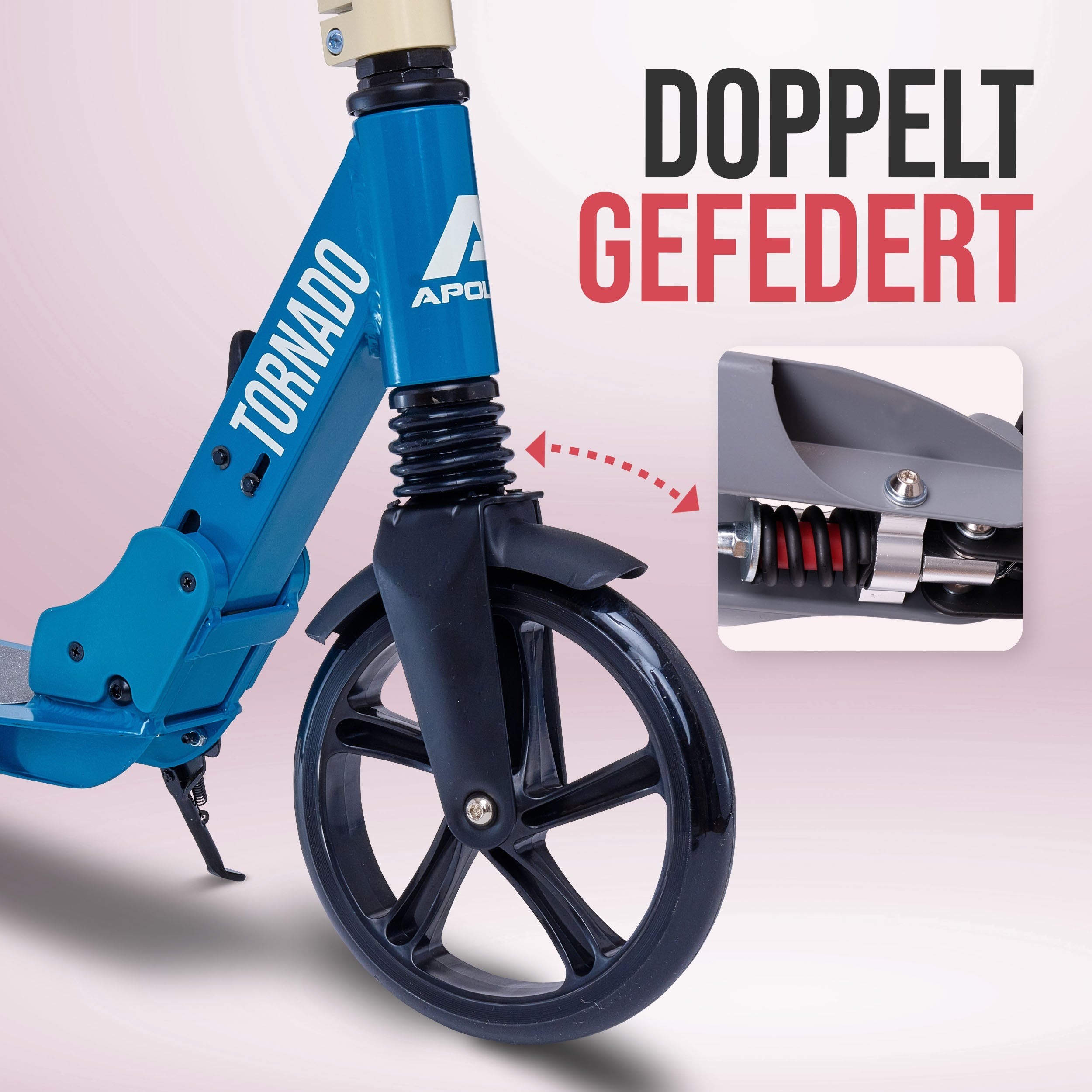 Apollo - High End Scooter Erwachsene - "Tornado 2.0" Cityroller Kinder ab 7 Jahre - Türkis