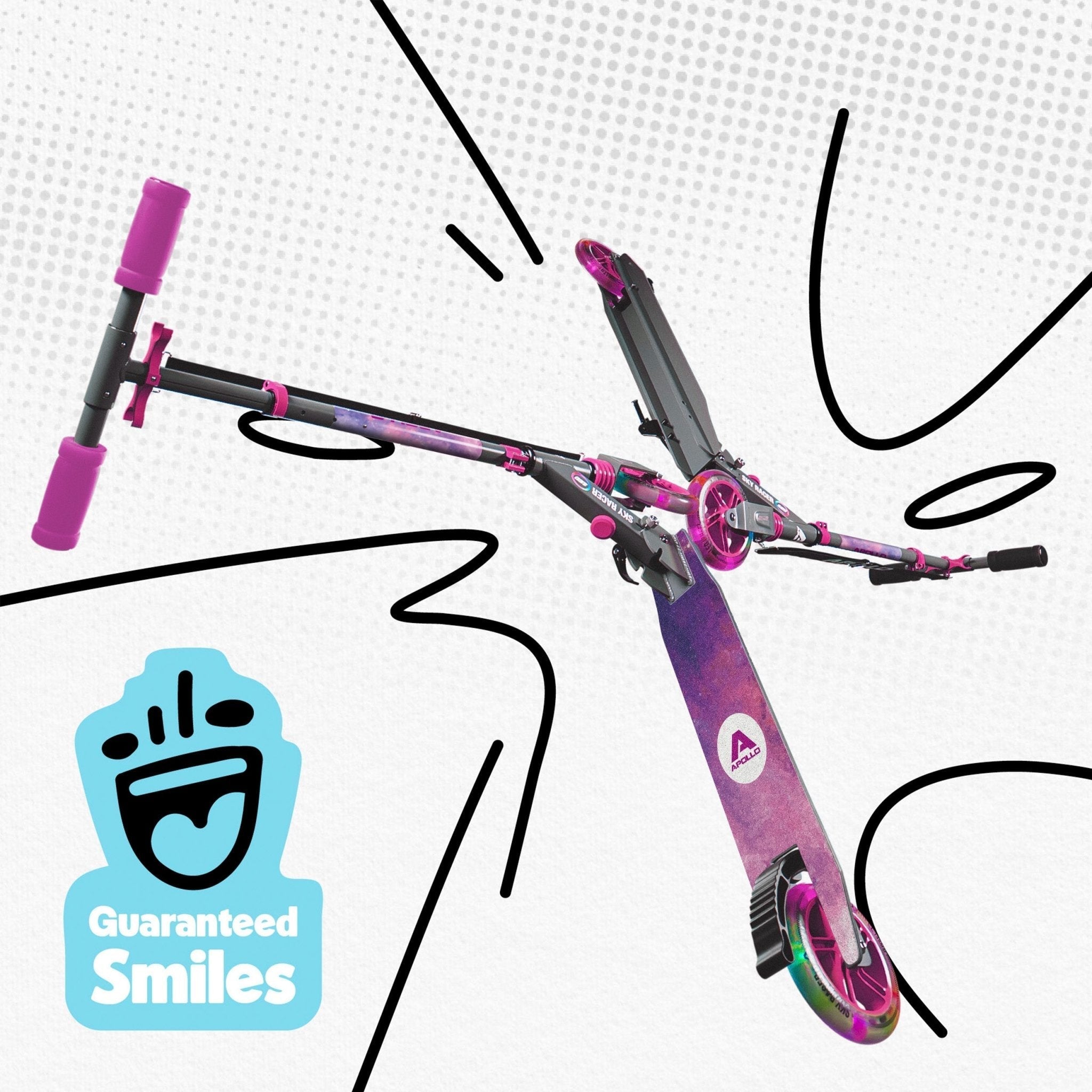 Apollo - 145mm City Scooter mit Federung "Skyracer" klappbar und höhenverstellbar - Starlight