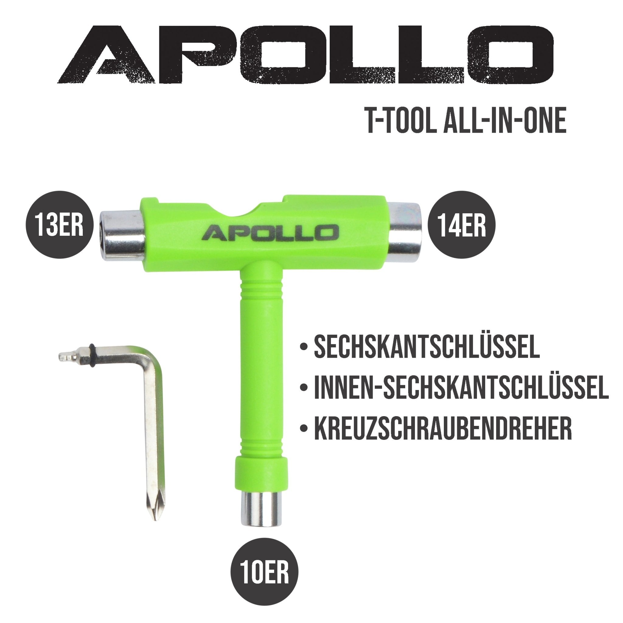 Apollo - Apollo T-Tool Schraubenschlüssel für Skateboards & Longboards - Grün