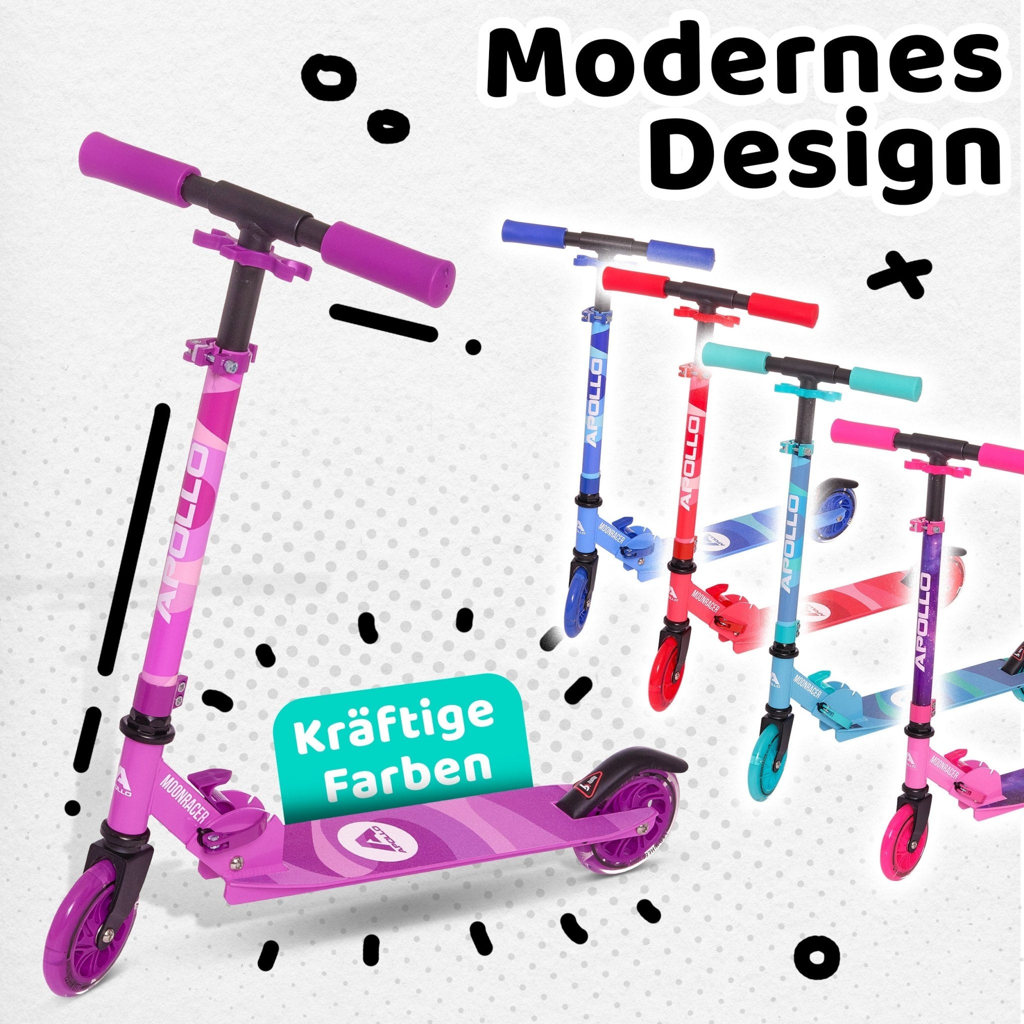 Apollo - Scooter LED - "Moonracer" City Scooter Kinder mit Federung - Violett