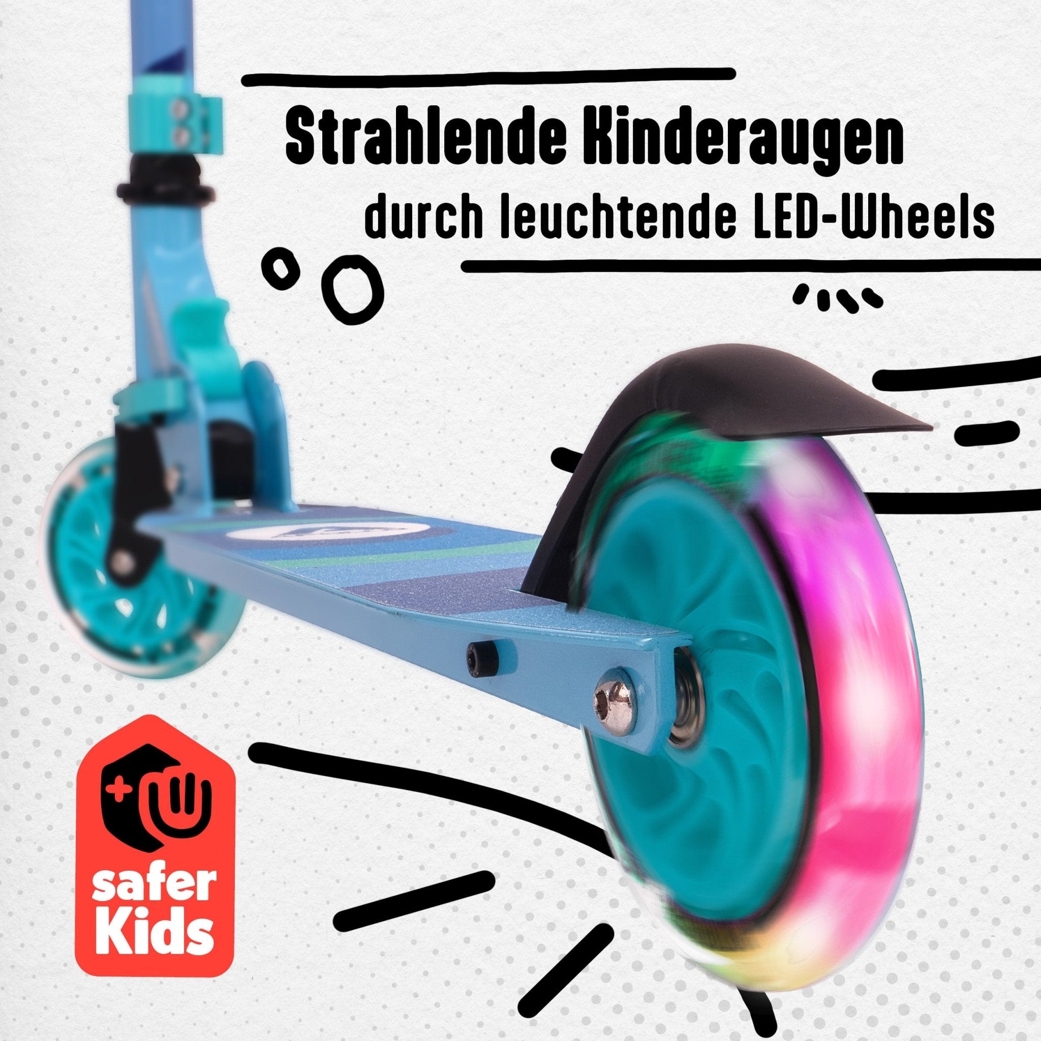 Apollo - Scooter LED - "Moonracer" City Scooter Kinder mit Federung - Mint