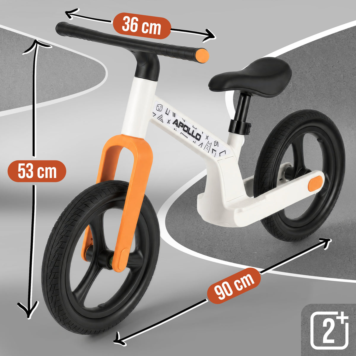 Apollo Funsport CH Trailbuddy LED Laufrad für Kinder ab 2 Jahre – 12 Zoll Kinderlaufrad mit Beleuchtung White