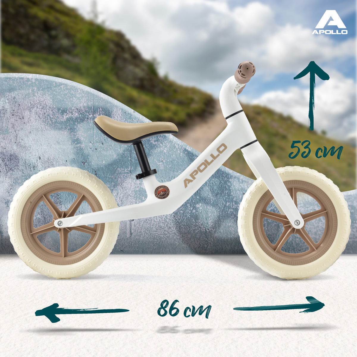 Apollo Funsport CH Trailbuddy Laufrad ab 2 Jahre – 12 Zoll Kinderlaufrad White