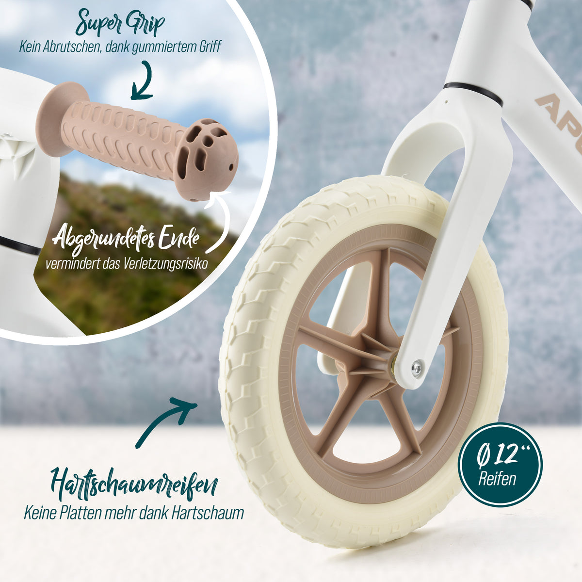 Apollo Funsport CH Trailbuddy Laufrad ab 2 Jahre – 12 Zoll Kinderlaufrad White