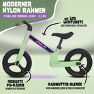 Apollo Funsport CH Trailbuddy LED Laufrad für Kinder ab 2 Jahre – 12 Zoll Kinderlaufrad mit Beleuchtung Green