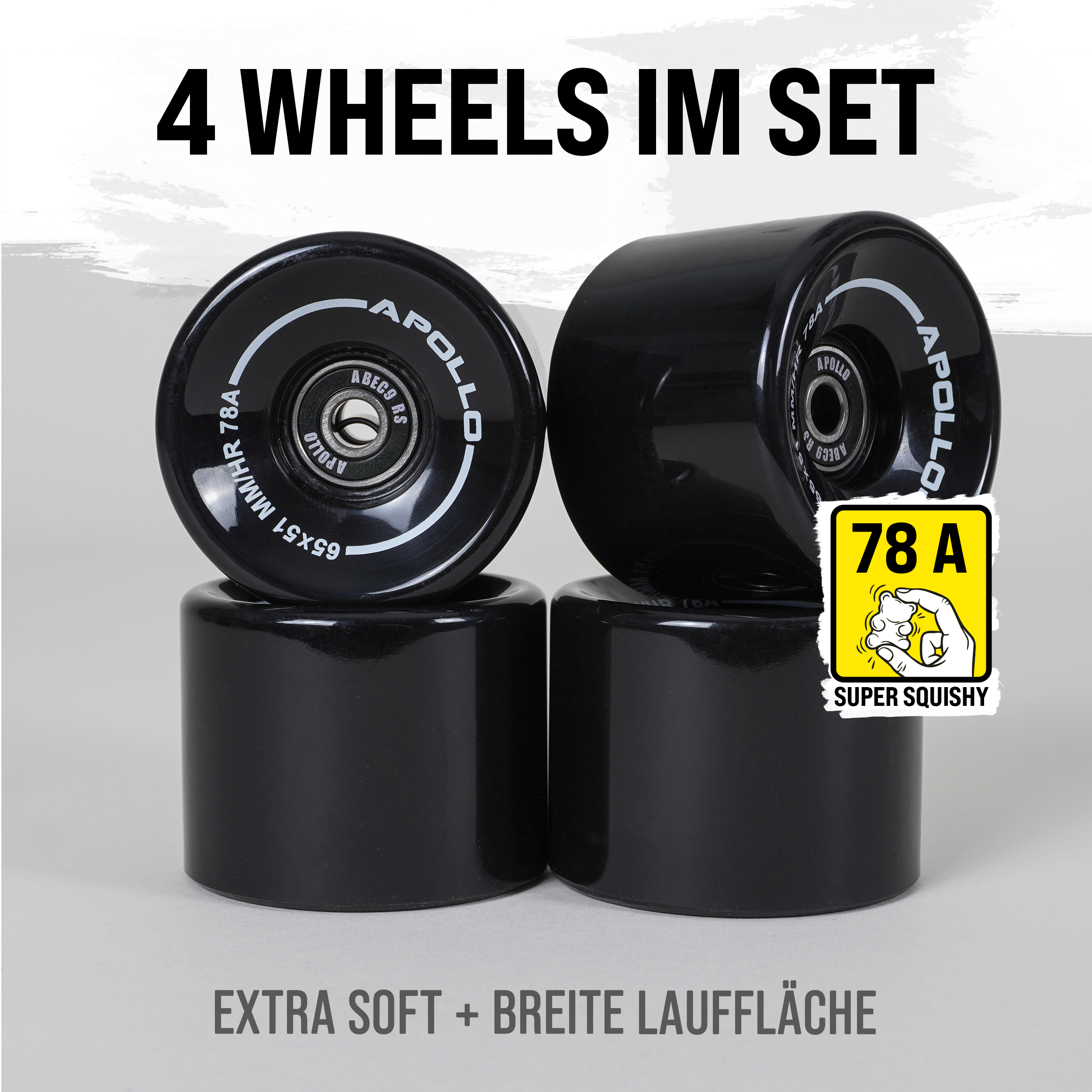 Apollo Funsport CH Apollo Black Longboard & Skateboard Wheels Black - 65 x 51
