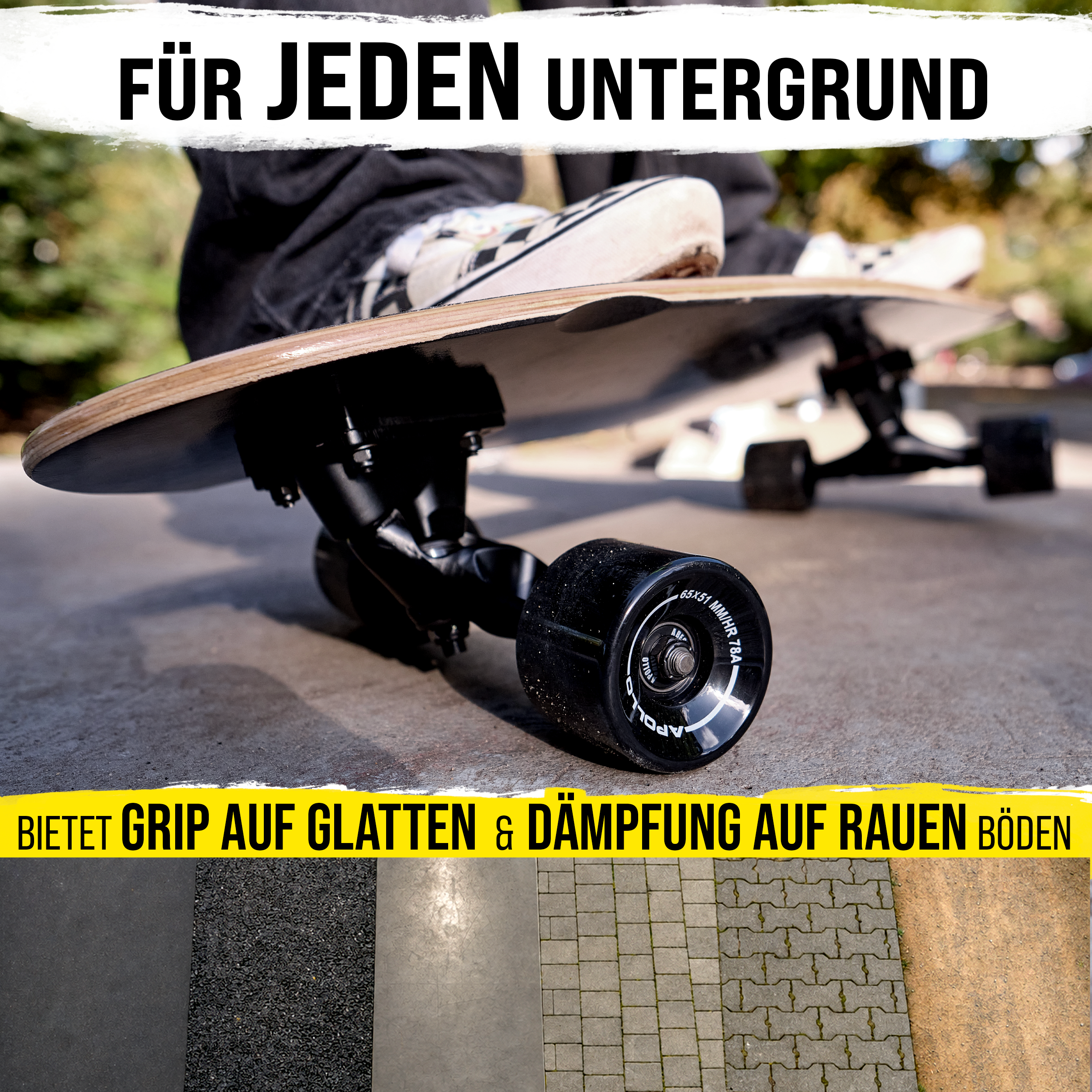Apollo Funsport CH Apollo Black Longboard & Skateboard Wheels Black - 65 x 51