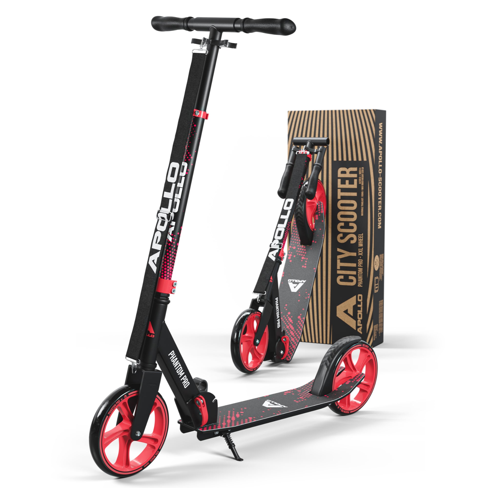 Apollo Klappbarer City Roller für Kinder "Phantom" höhenverstellbarer Tretroller Rot