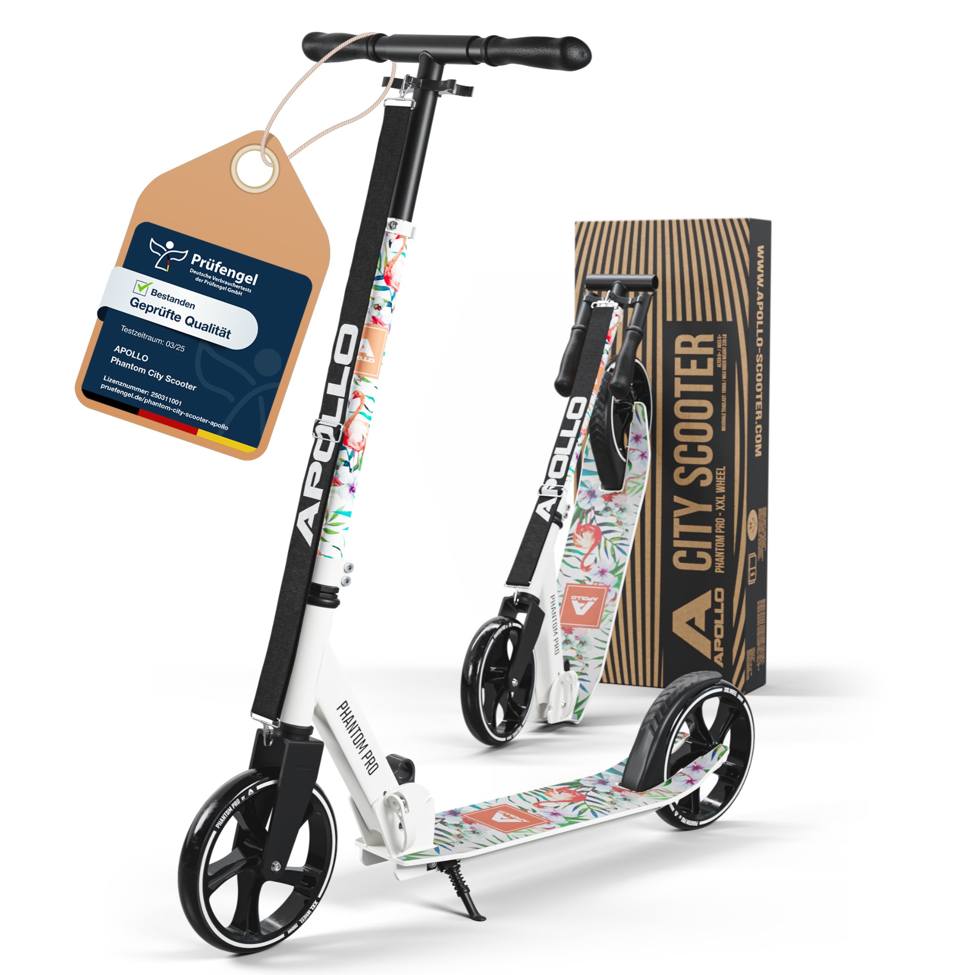 Apollo Klappbarer City Roller für Kinder "Phantom" höhenverstellbarer Tretroller Flamingo