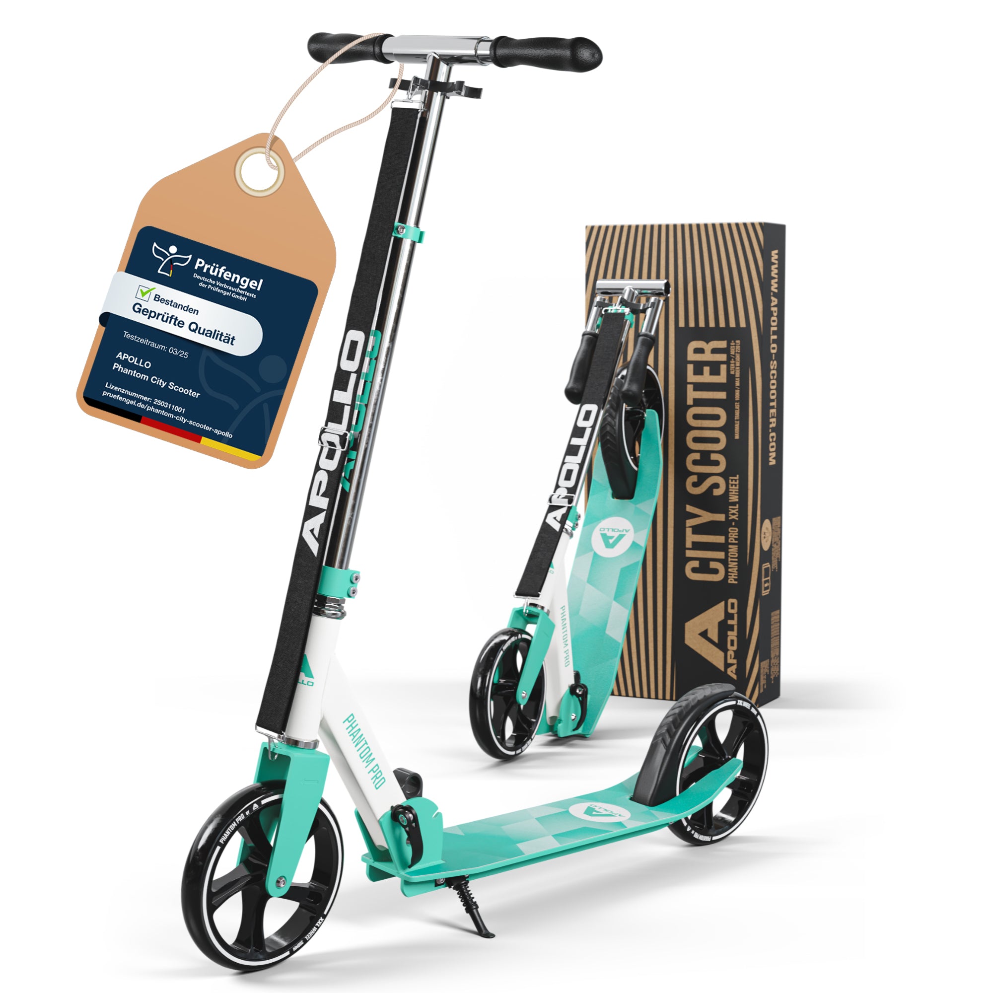 Apollo Klappbarer City Roller für Kinder "Phantom" höhenverstellbarer Tretroller Mint