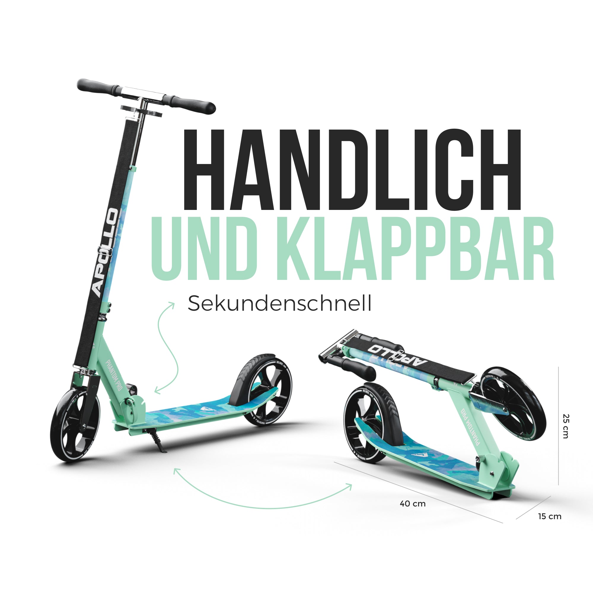 Apollo Klappbarer City Roller für Kinder "Phantom" höhenverstellbarer Tretroller Watercolor
