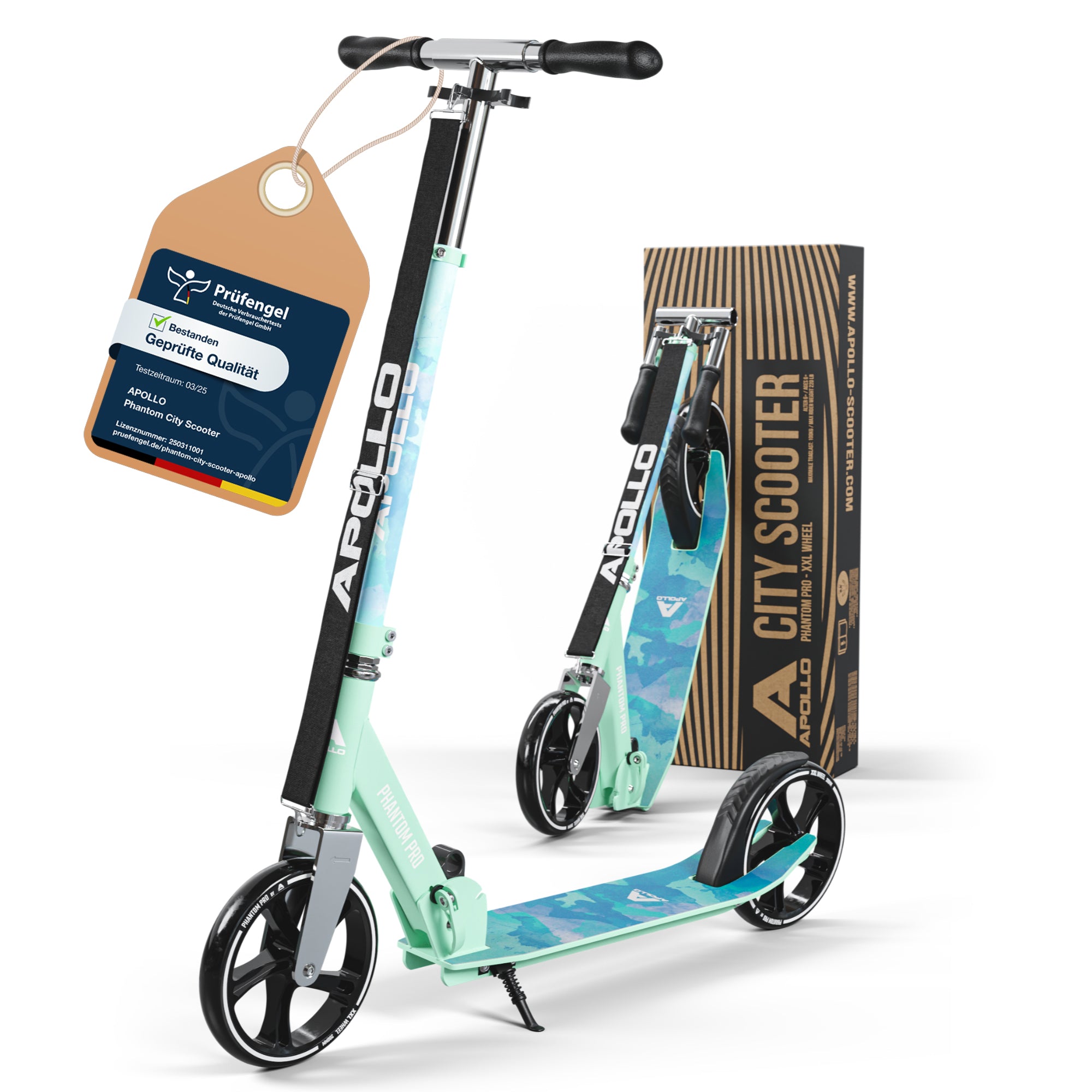 Apollo Klappbarer City Roller für Kinder "Phantom" höhenverstellbarer Tretroller Watercolor