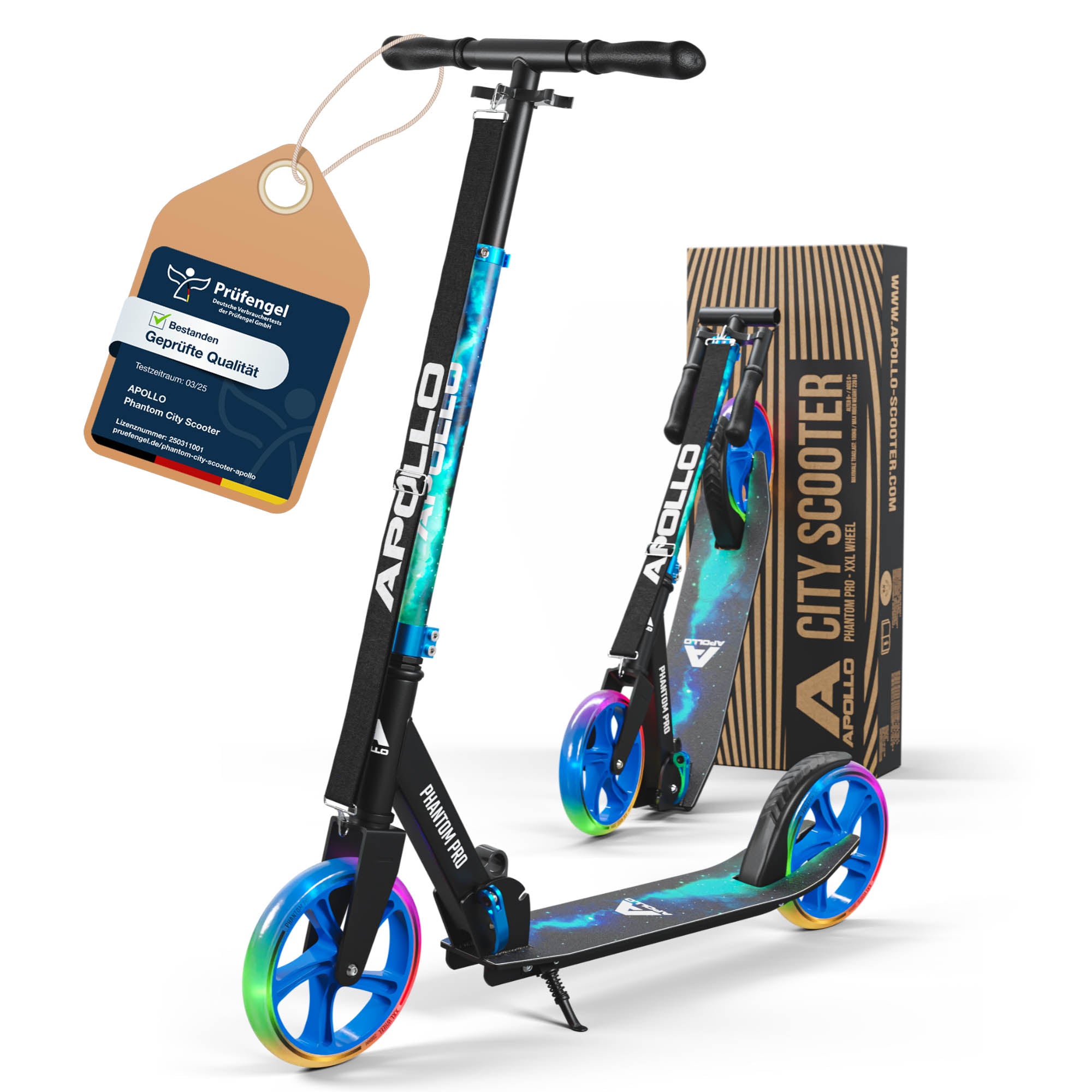 Apollo Klappbarer City Roller für Kinder "Phantom" höhenverstellbarer Tretroller Universe