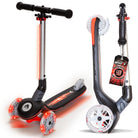 Apollo Funsport CH Apollo Whizzie LED Kinderroller, höhenverstellbarer Dreiradscooter für Kinder ab 3 Jahre Black Blaze