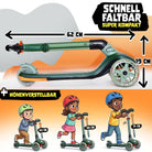 Apollo Funsport CH Apollo Whizzie LED Kinderroller, höhenverstellbarer Dreiradscooter für Kinder ab 3 Jahre Croco