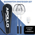 Apollo Funsport CH Badminton Set Match Pro 400 - inkl. Tasche, 2x Schläger, Bälle Weiss Schwarz