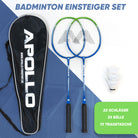 Apollo Funsport CH Badminton Set Match Pro 400 - inkl. Tasche, 2x Schläger, Bälle Blau Grün