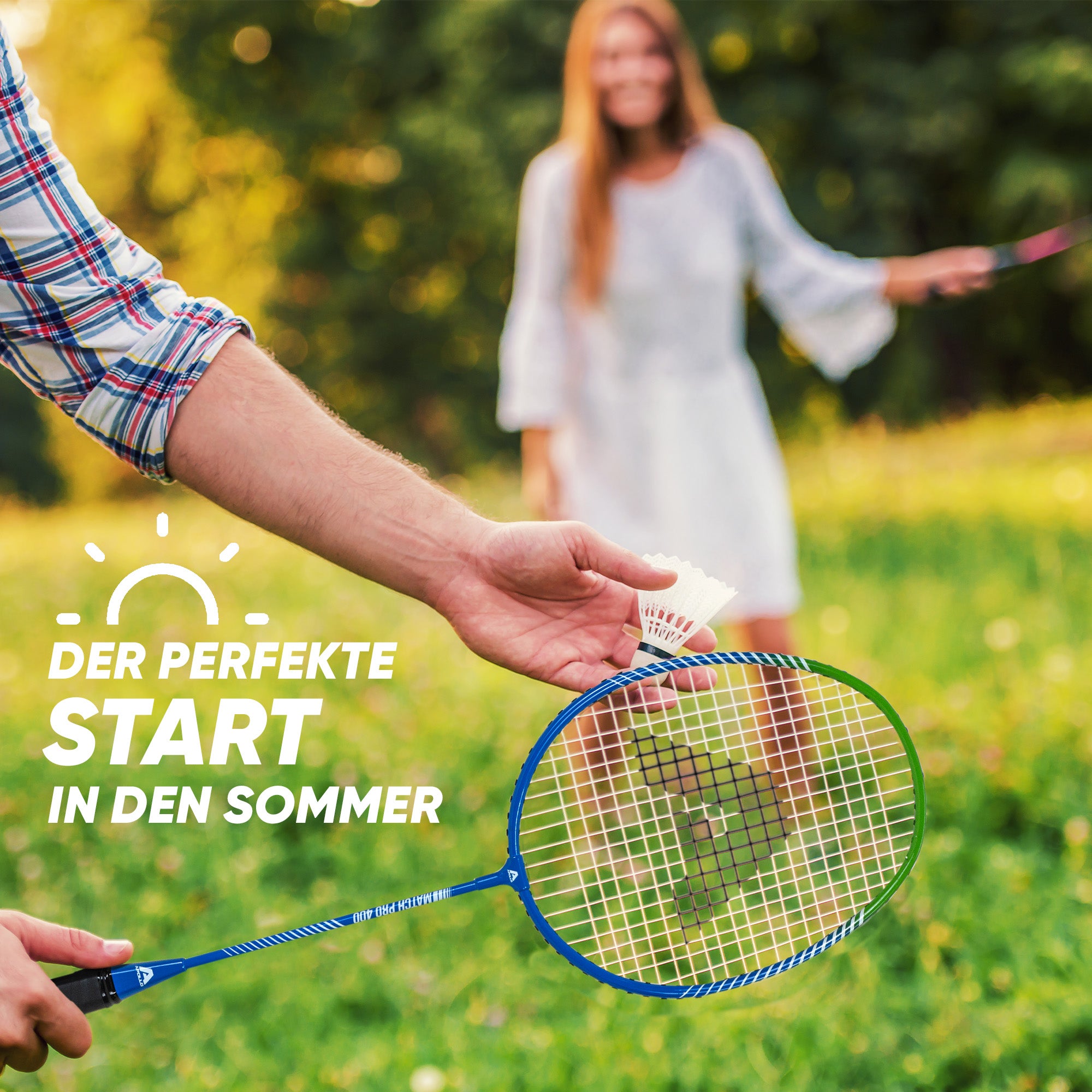 Apollo Funsport CH Badminton Set Match Pro 400 - inkl. Tasche, 2x Schläger, Bälle Blau Grün