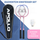 Apollo Funsport CH Badminton Set Match Pro 400 - inkl. Tasche, 2x Schläger, Bälle Blau Pink