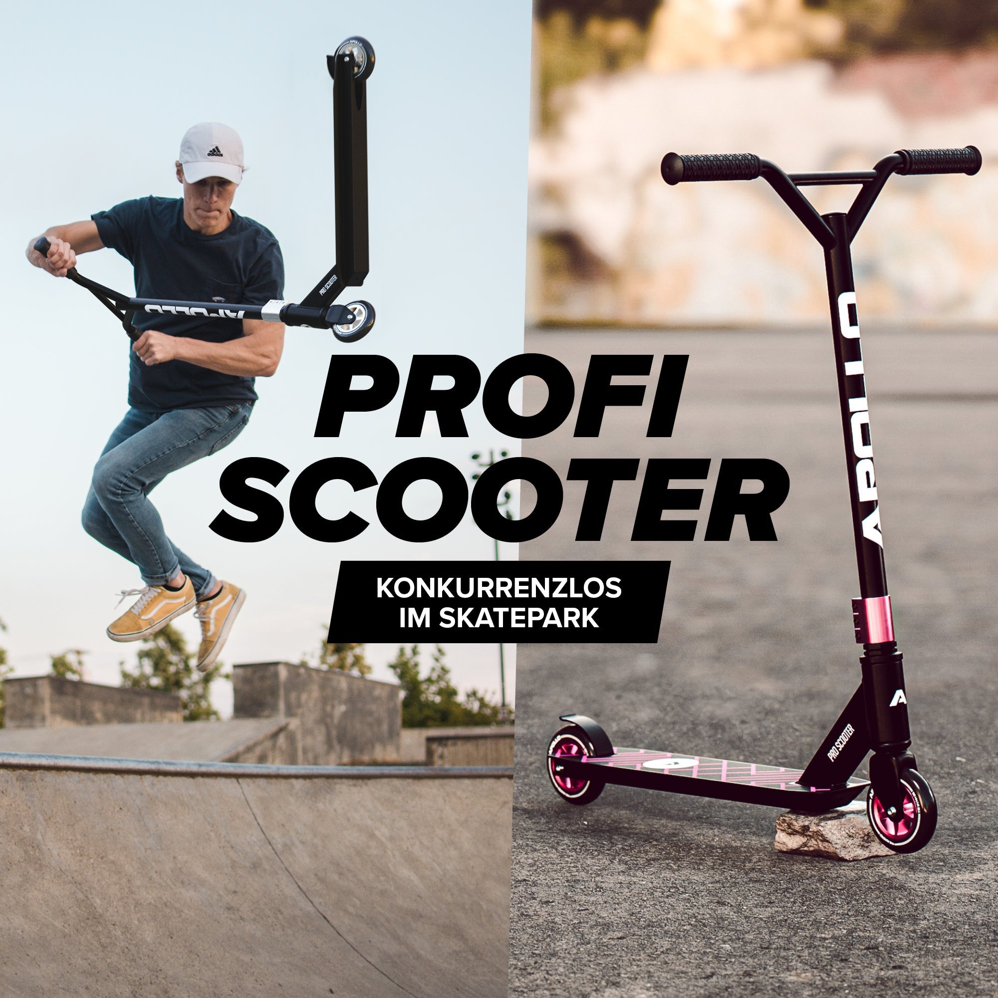 Apollo - Stunt Scooter - Genius Pro Robuster Kinder Scooter mit ABEC 9 Kugellager - Schwarz Pink