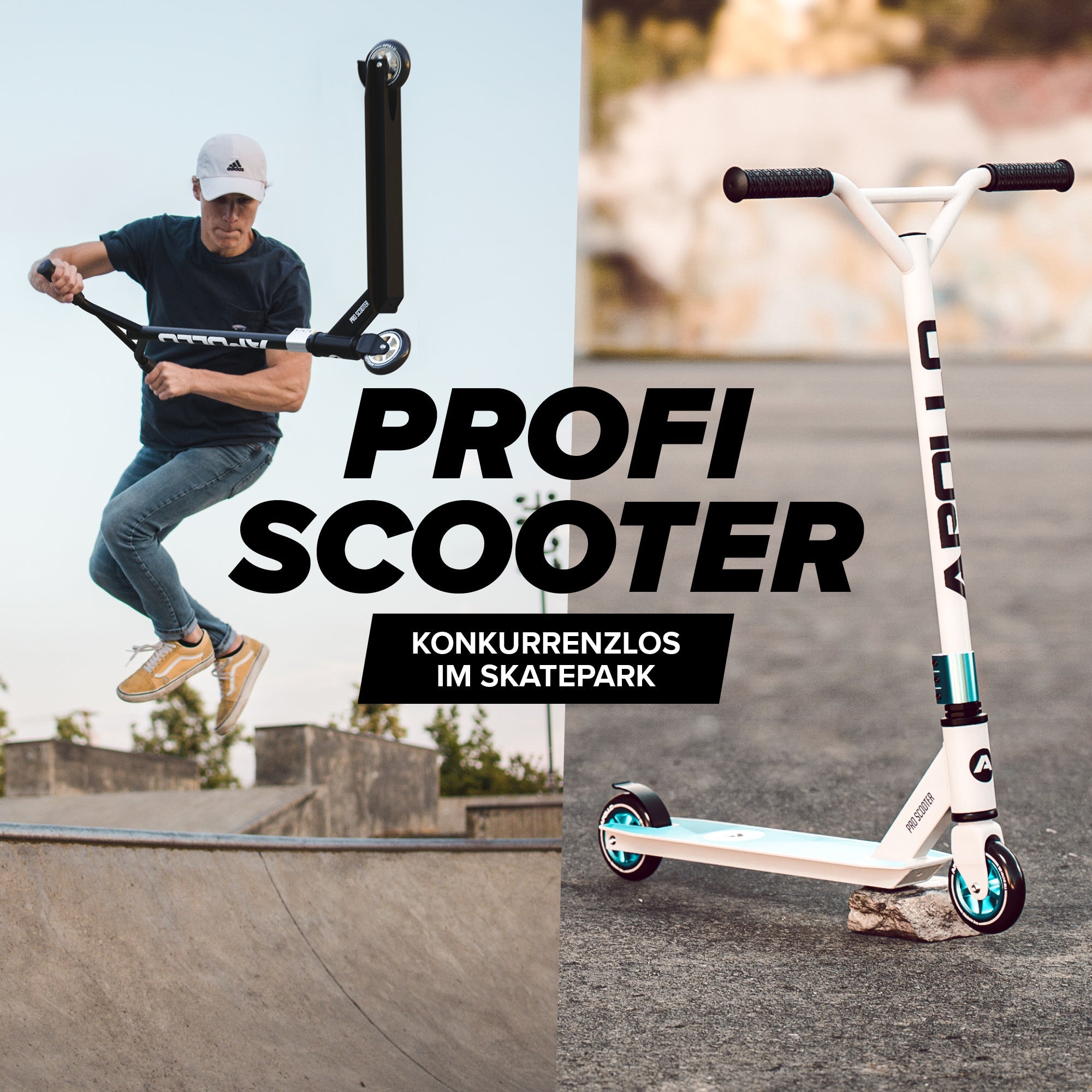 Apollo - Stunt Scooter - Genius Pro Robuster Kinder Scooter mit ABEC 9 Kugellager - Weiß Blau