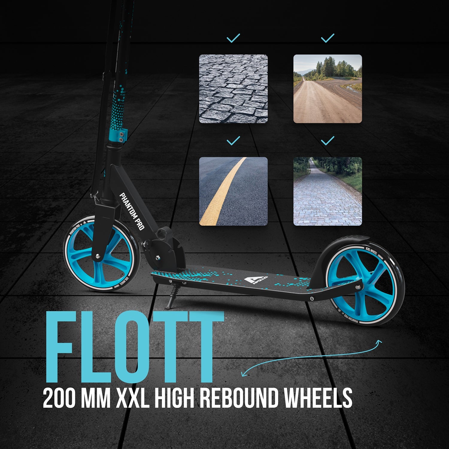 Apollo - Klappbarer City Roller für Kinder "Phantom" höhenverstellbarer Tretroller - Blau