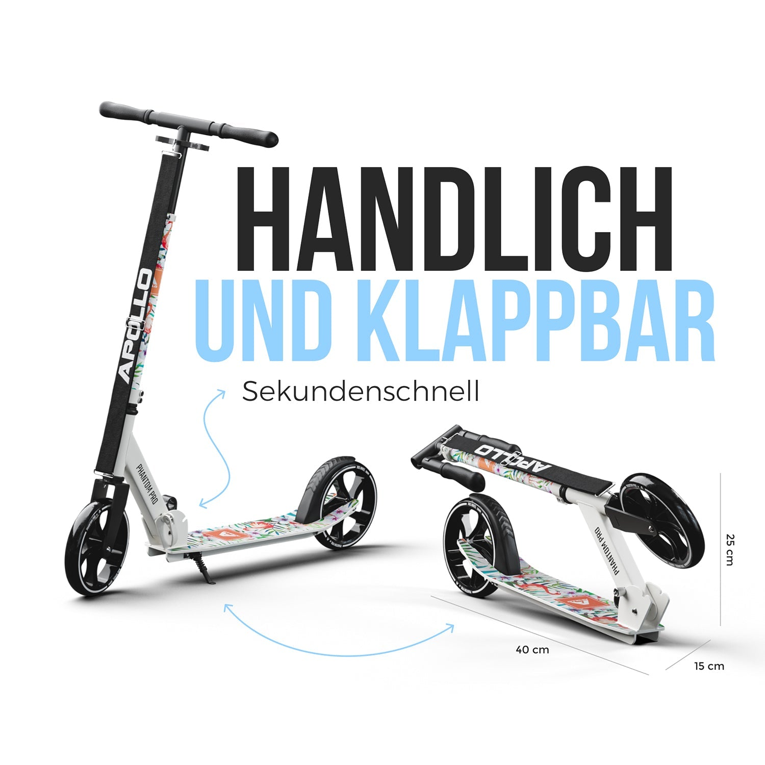 Apollo - Klappbarer City Roller für Kinder "Phantom" höhenverstellbarer Tretroller - Flamingo