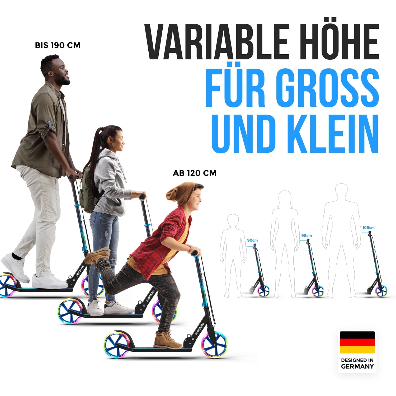 Apollo - Klappbarer City Roller für Kinder "Phantom" höhenverstellbarer Tretroller - Universe