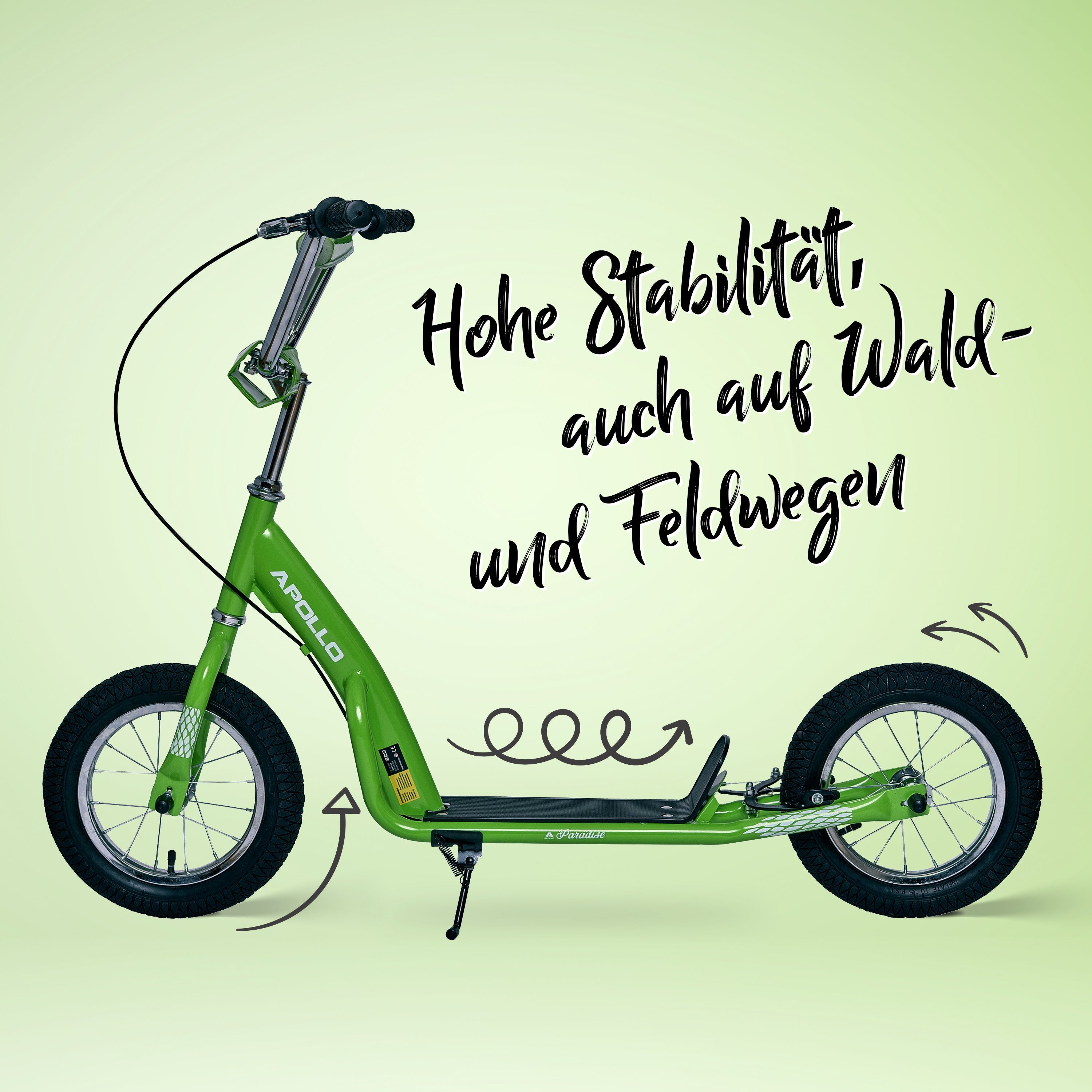 Apollo - Retro Scooter Paradise Roller mit Luftreifen 12,5 Zoll - Grün