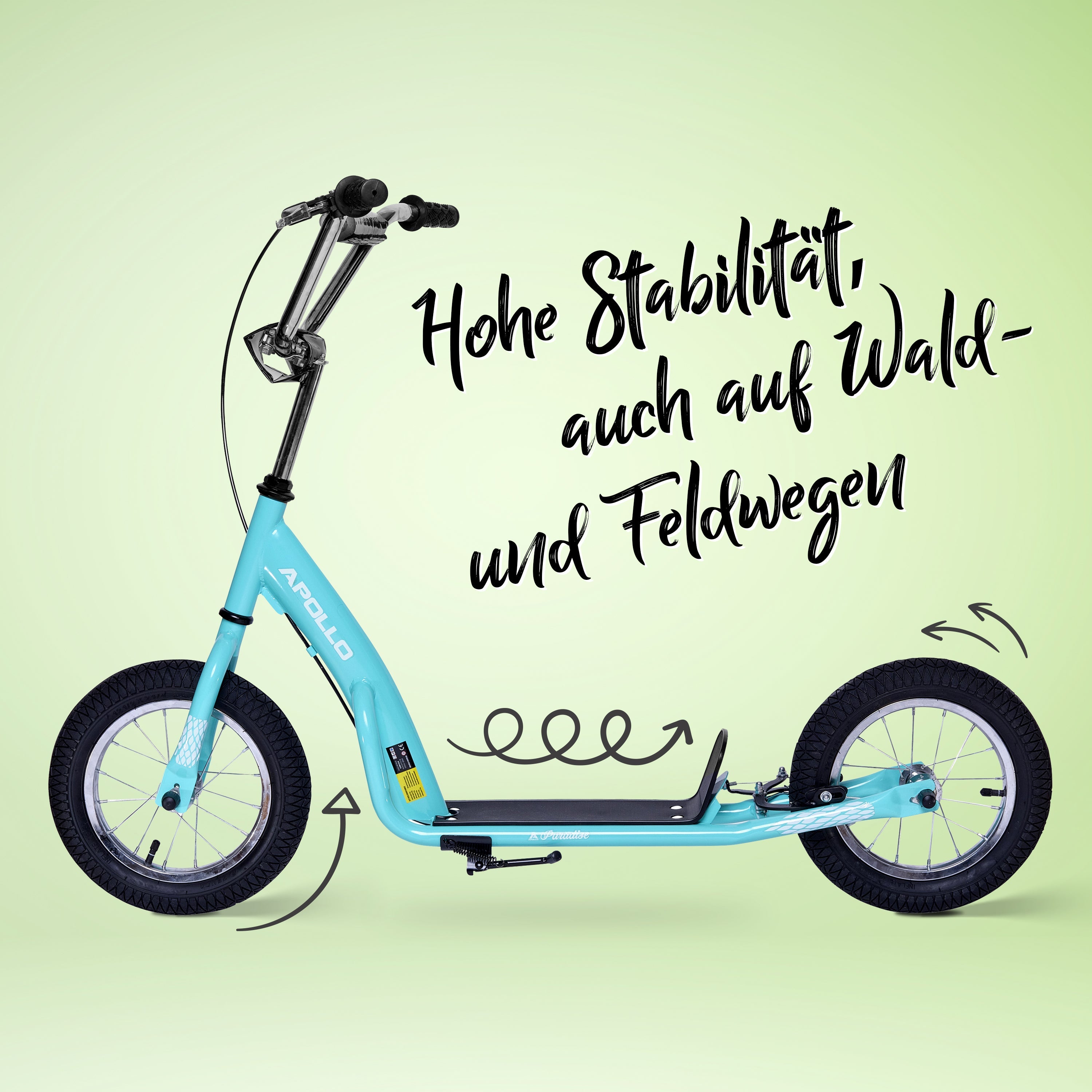 Apollo - Retro Scooter Paradise Roller mit Luftreifen 12,5 Zoll - Türkis