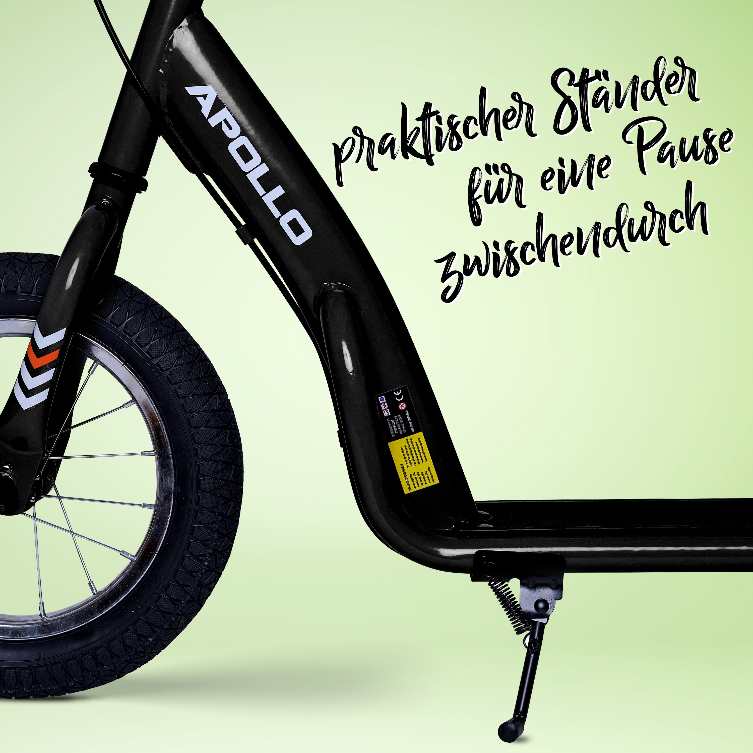 Apollo - Retro Scooter Paradise Roller mit Luftreifen 12,5 Zoll - Schwarz