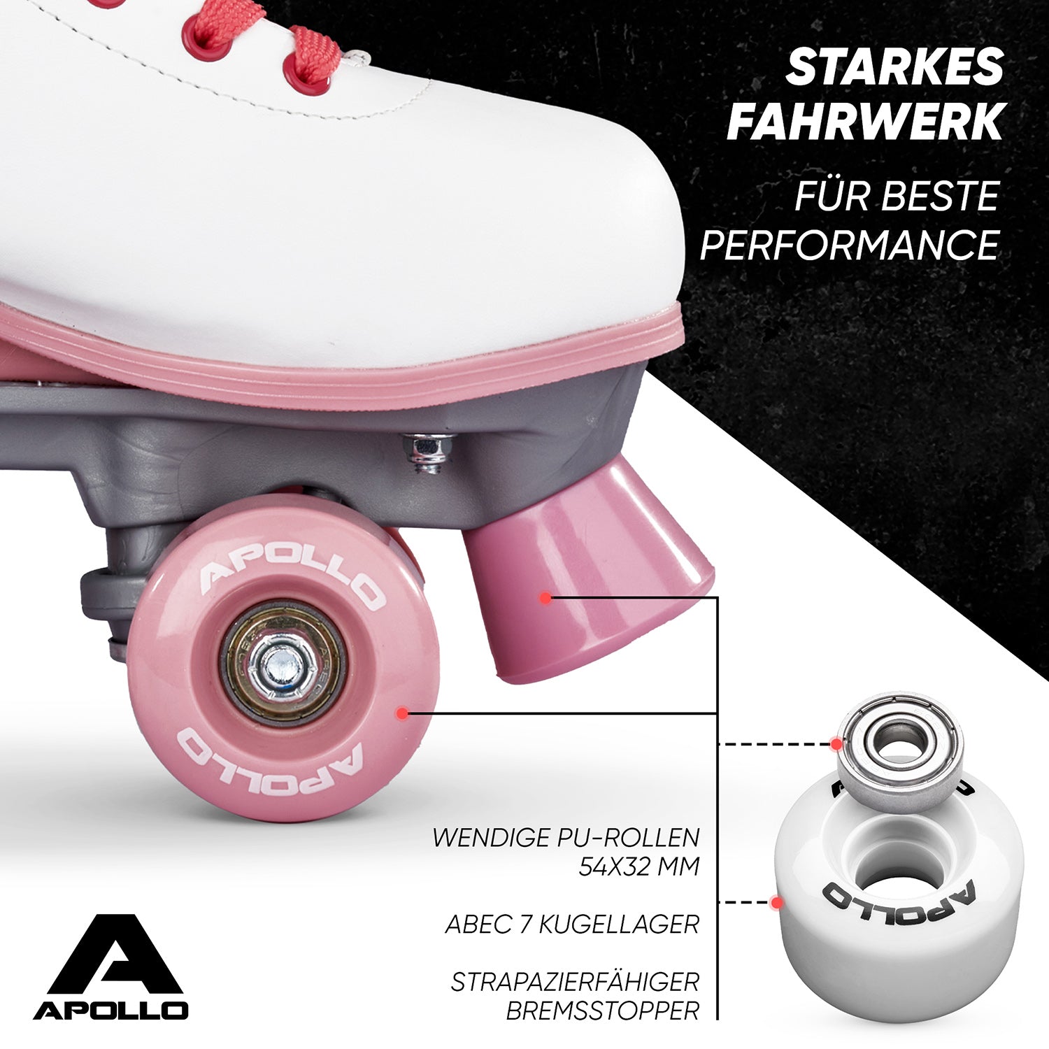 Apollo - Disco Roller, Classic Roller Rollschuhe für Kinder und Erwachsene - Blossom -