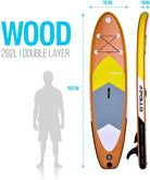 Apollo Funsport - SUP Board Komplett-Set Aufblasbares Stand Up Paddle Board - Wood - Wood Yellow